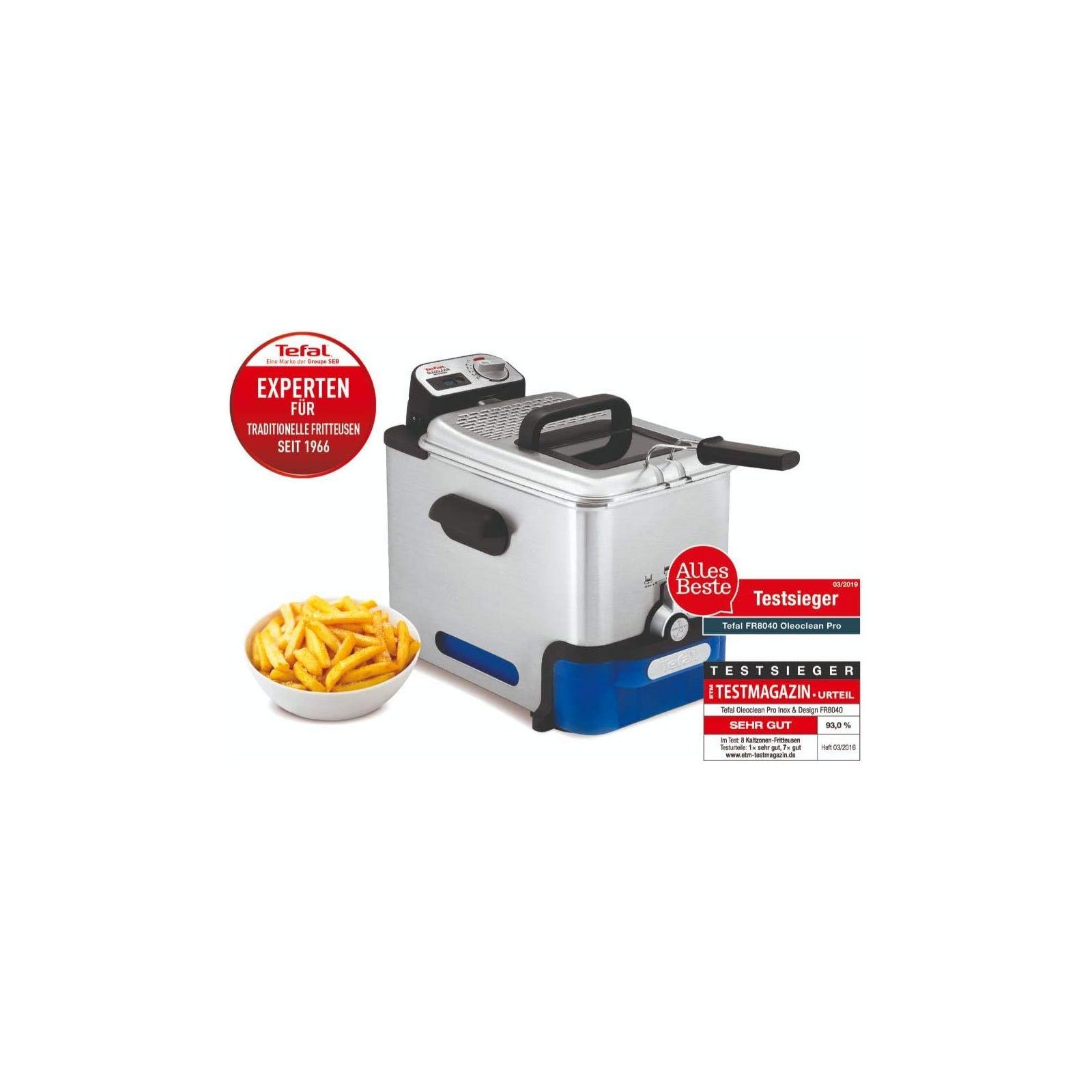 Tefal Fritteuse FR 8040 Oleoclean Pro Kaltzonen-Fritteuse, 2300 W