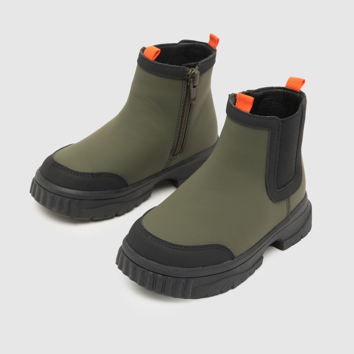 Schuh khaki molniga chelsea-stövlar för pojkar, småbarn