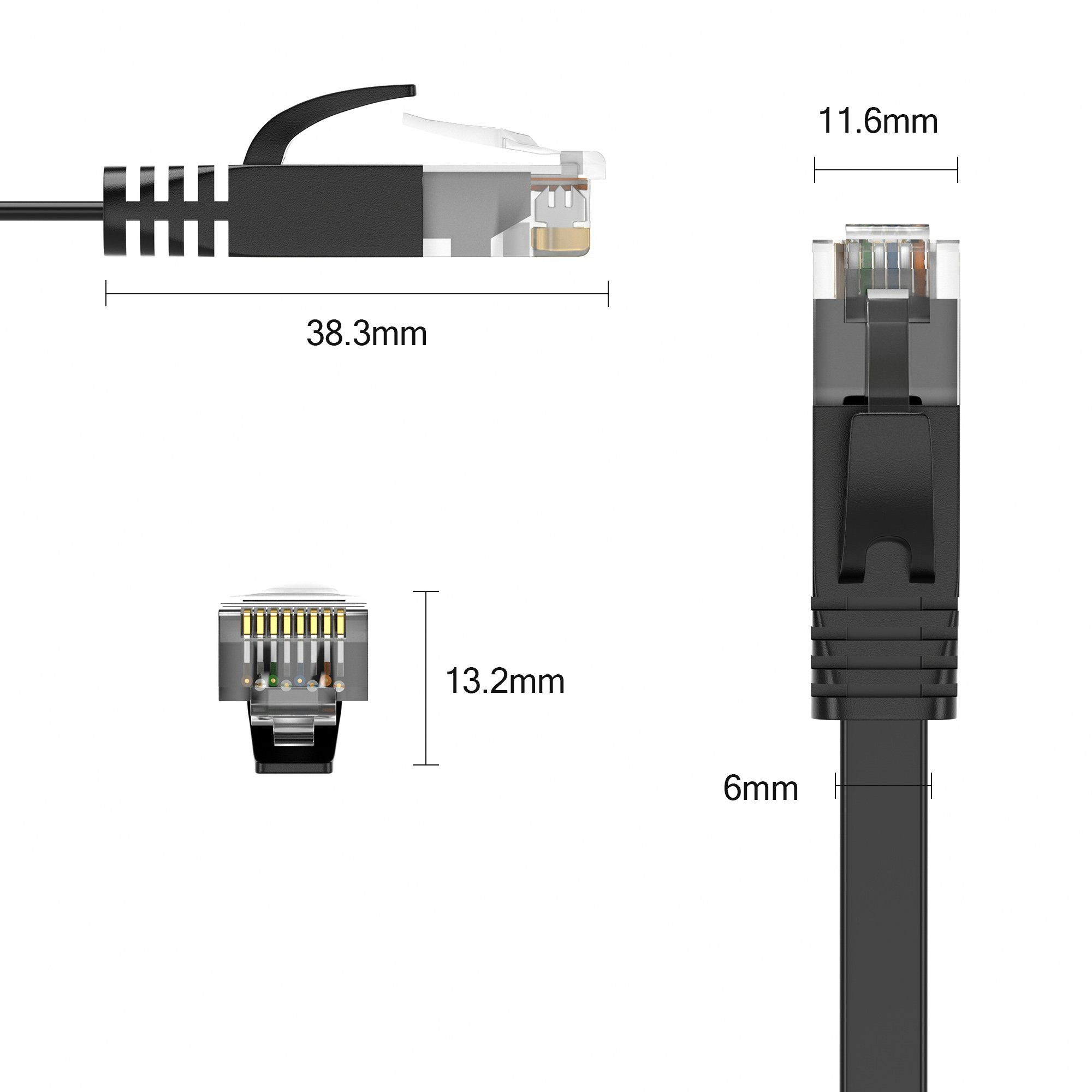 JAMEGA CAT 6 Patchkabel Flach, RJ45 LAN Kabel Ethernet Netzwerkkabel LAN-Kabel, CAT.6, RJ-45 Stecker (Ethernet) (25 cm)