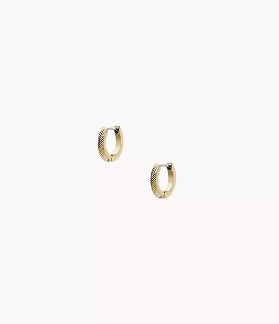 Fossil Creolen-Ohrringe Harlow Linear Texture Edelstahl goldfarben