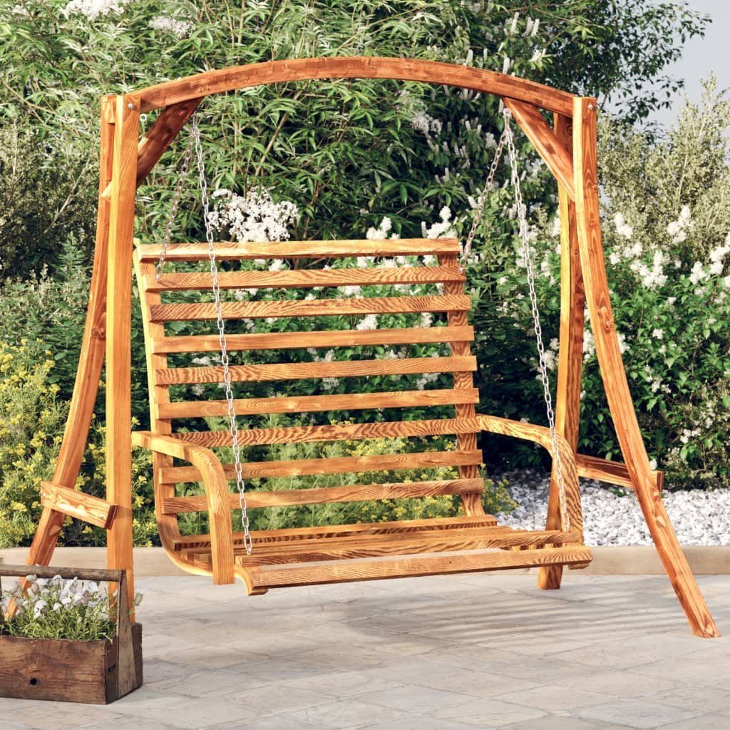 vidaXL Hollywoodschaukel Schaukelbank Bugholz Massiv mit Teak-Finish 126x63x92 cm, 1 tlg.