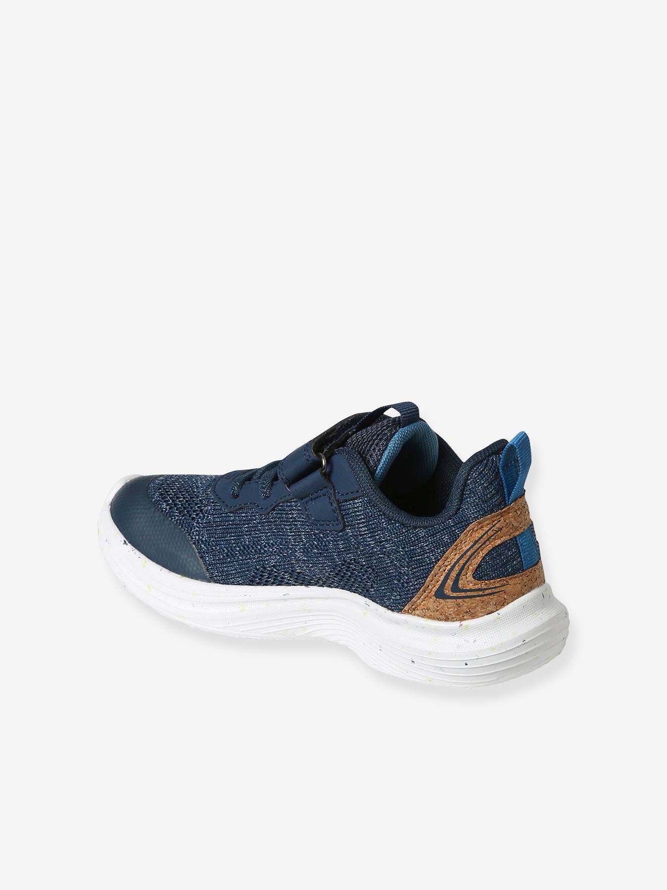 Baskets légères lacées et scratchées enfant bleu