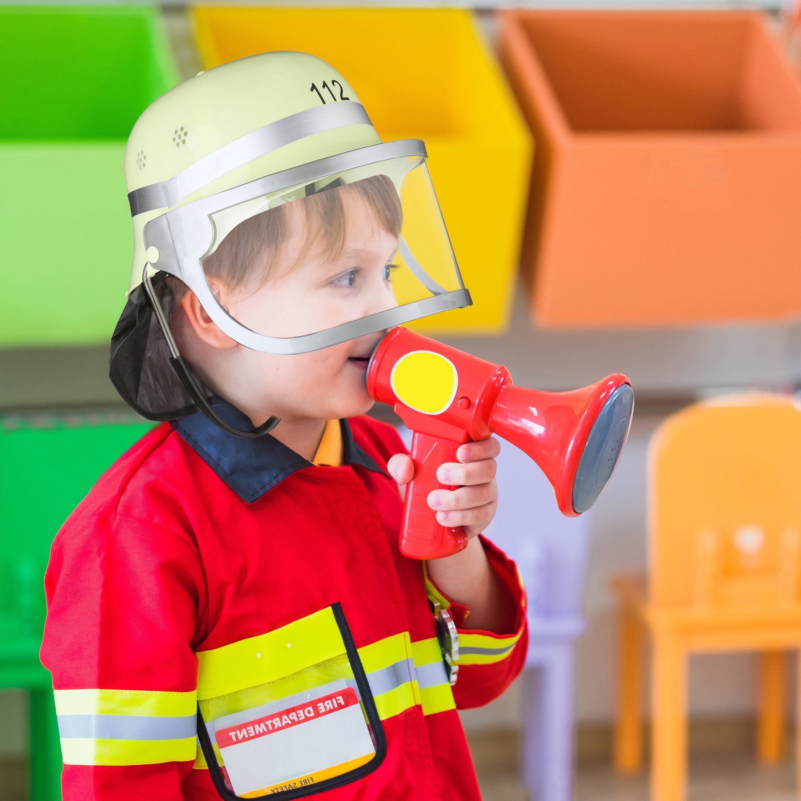 relaxdays Feuerwehrhelm Feuerwehrhelm 