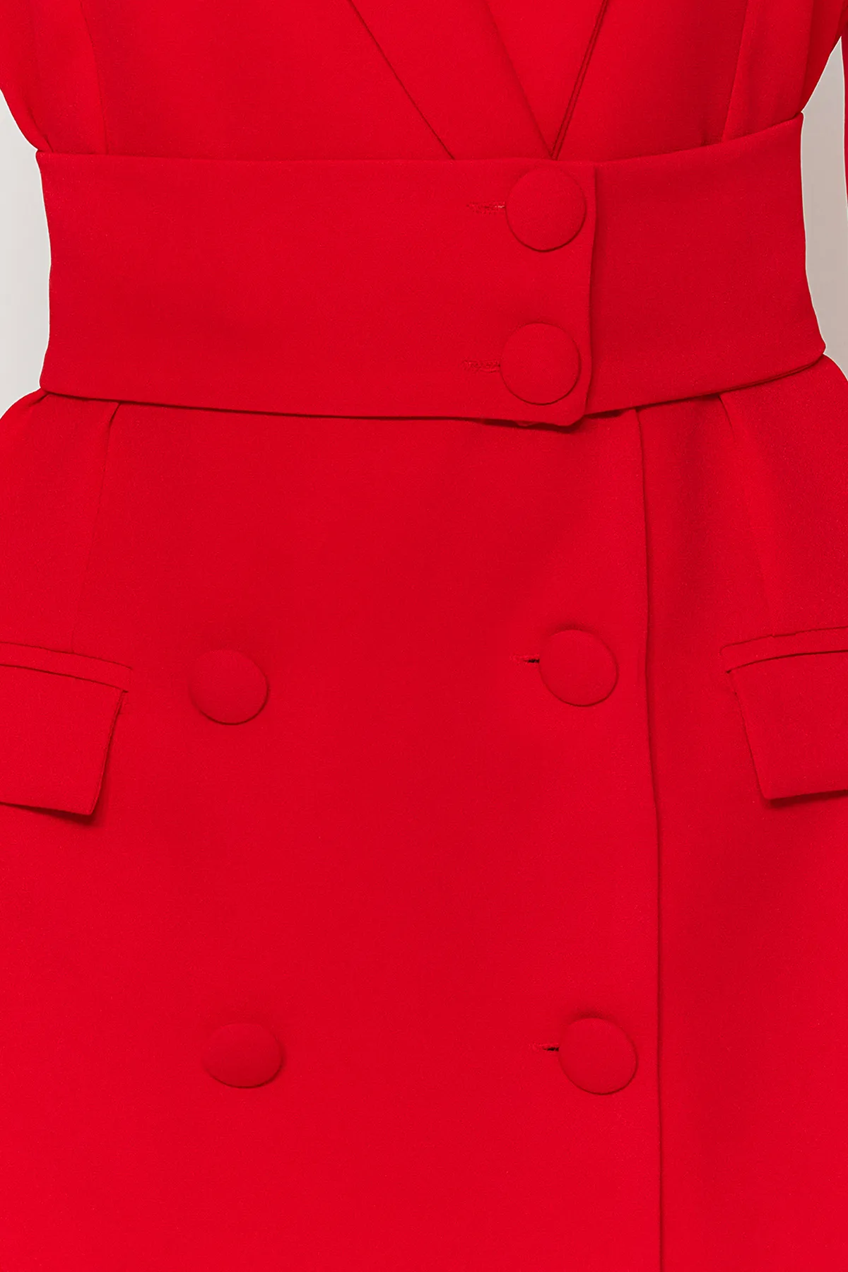 Trendyol Collection  Rote Jacke aus Webstoff mit Mini-Knopfdetail und Gürtel TWOAW24EL00497