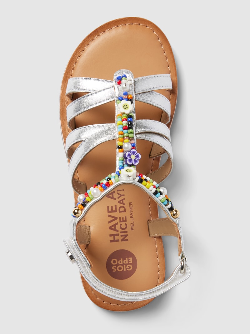 Sandalen mit Perlenbesatz Modell 'FIORINA' in silber