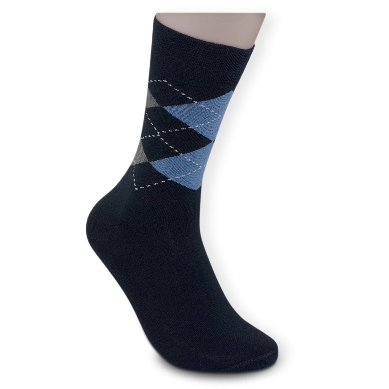 Die Sockenbude Freizeitsocken JACQUARD (Bund, 5-Paar, schwarz grau blau) mit Komfortbund ohne Gummi