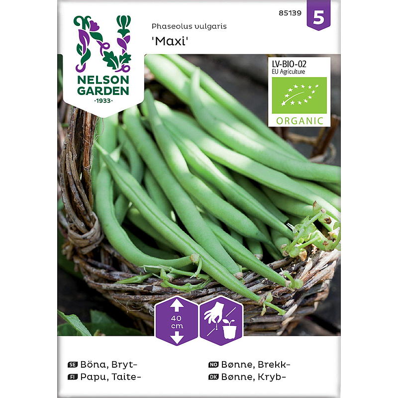 Nelson garden Frø Bønne Brekk-, Maxi, organic