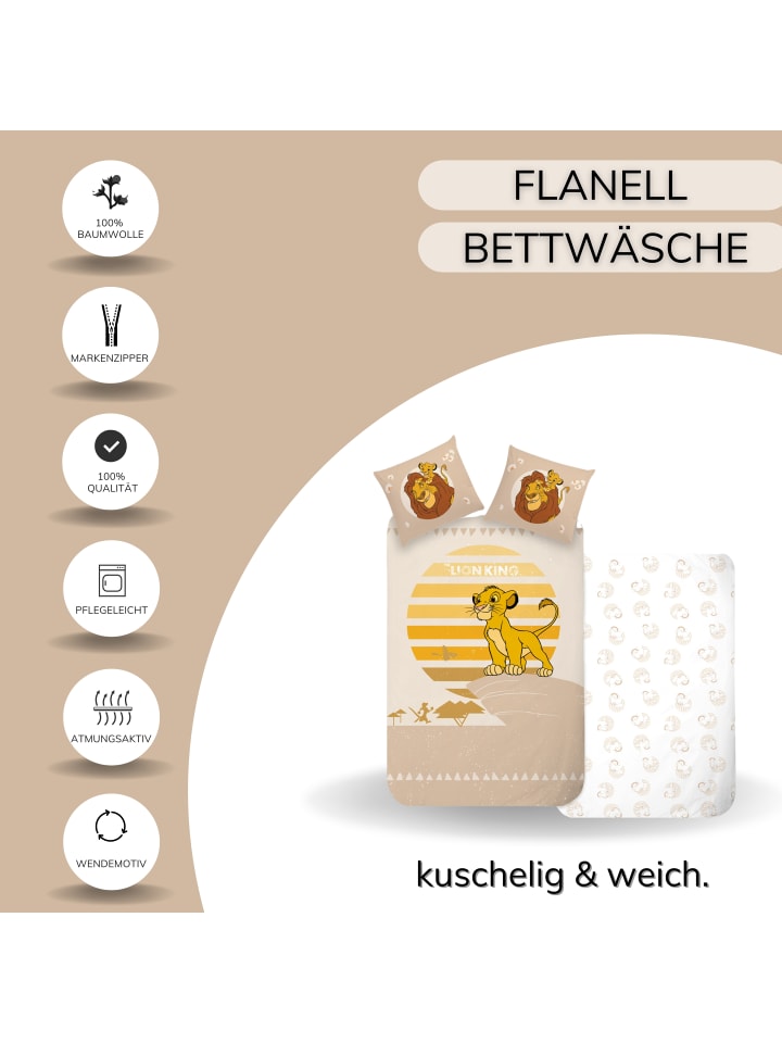 Disney König der Löwen Bettwäsche-Set Biber/Flanell 