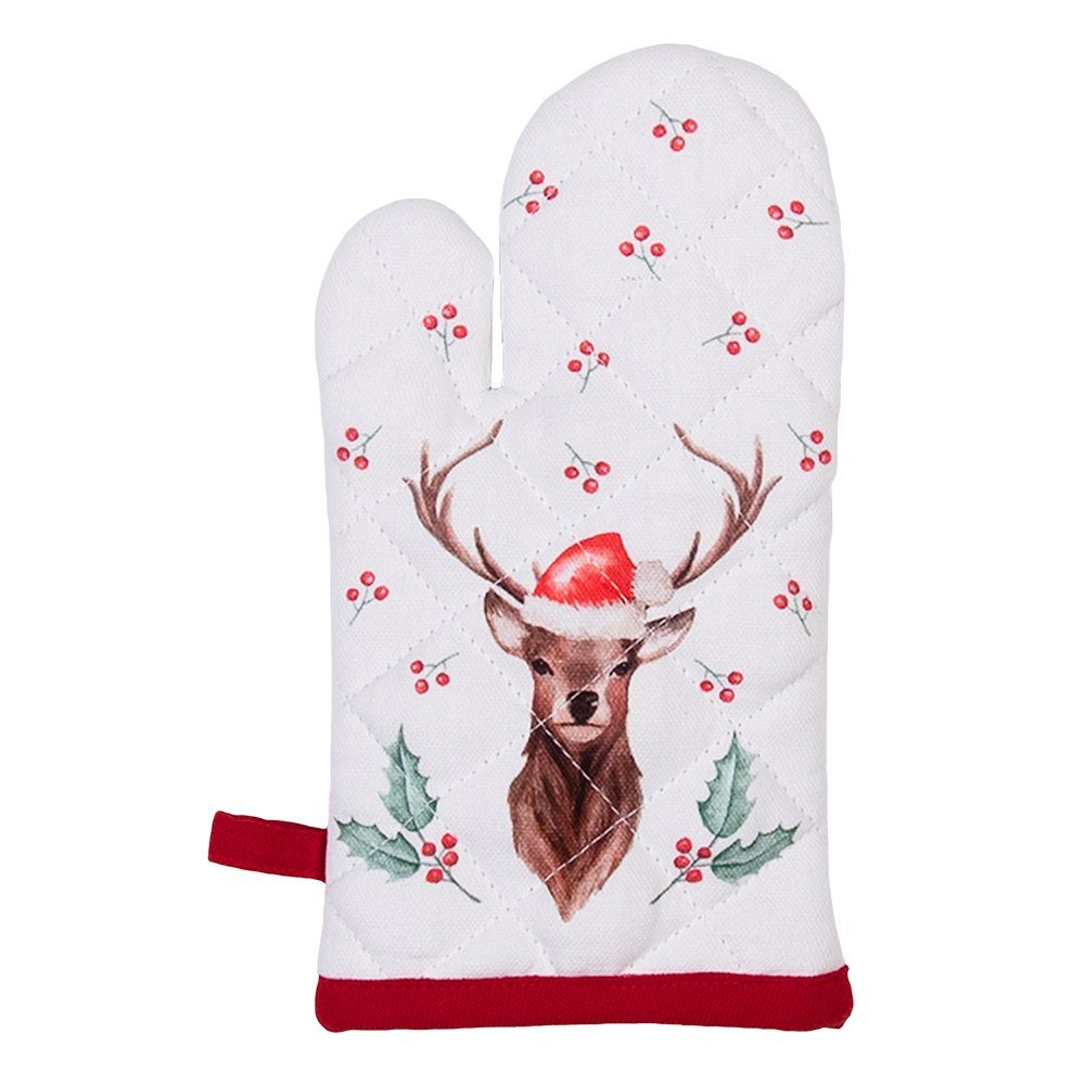 Clayre & Eef Topfhandschuhe Clayre & Eef HCH44K Ofenhandschuhe Kinder Weiß, Rot 12x21 cm