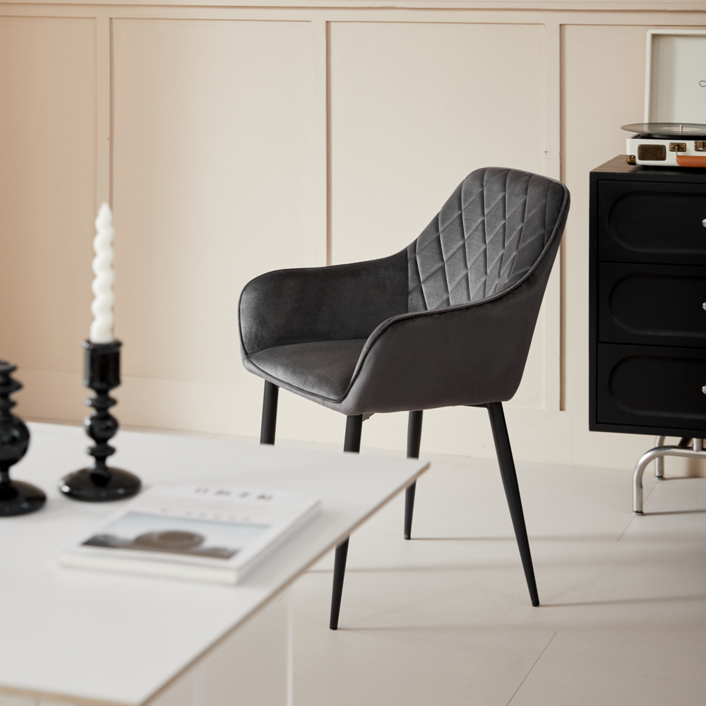 Better Home Esszimmerstuhl 2er Set aus Samtbezug grau