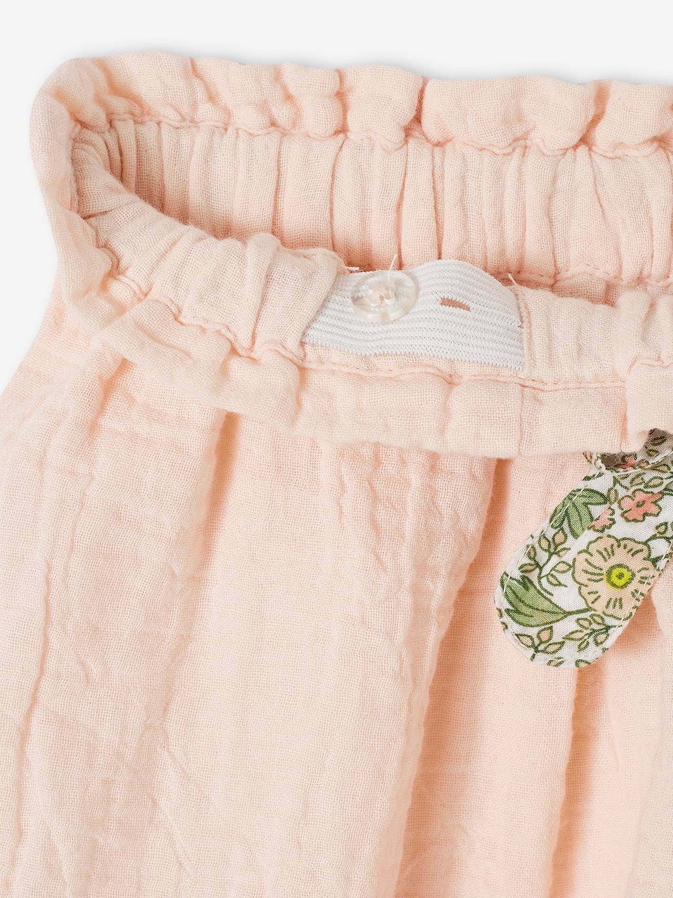 Vertbaudet Mädchen Shorts mit Bogenkante, Musselin - blau bedruckt