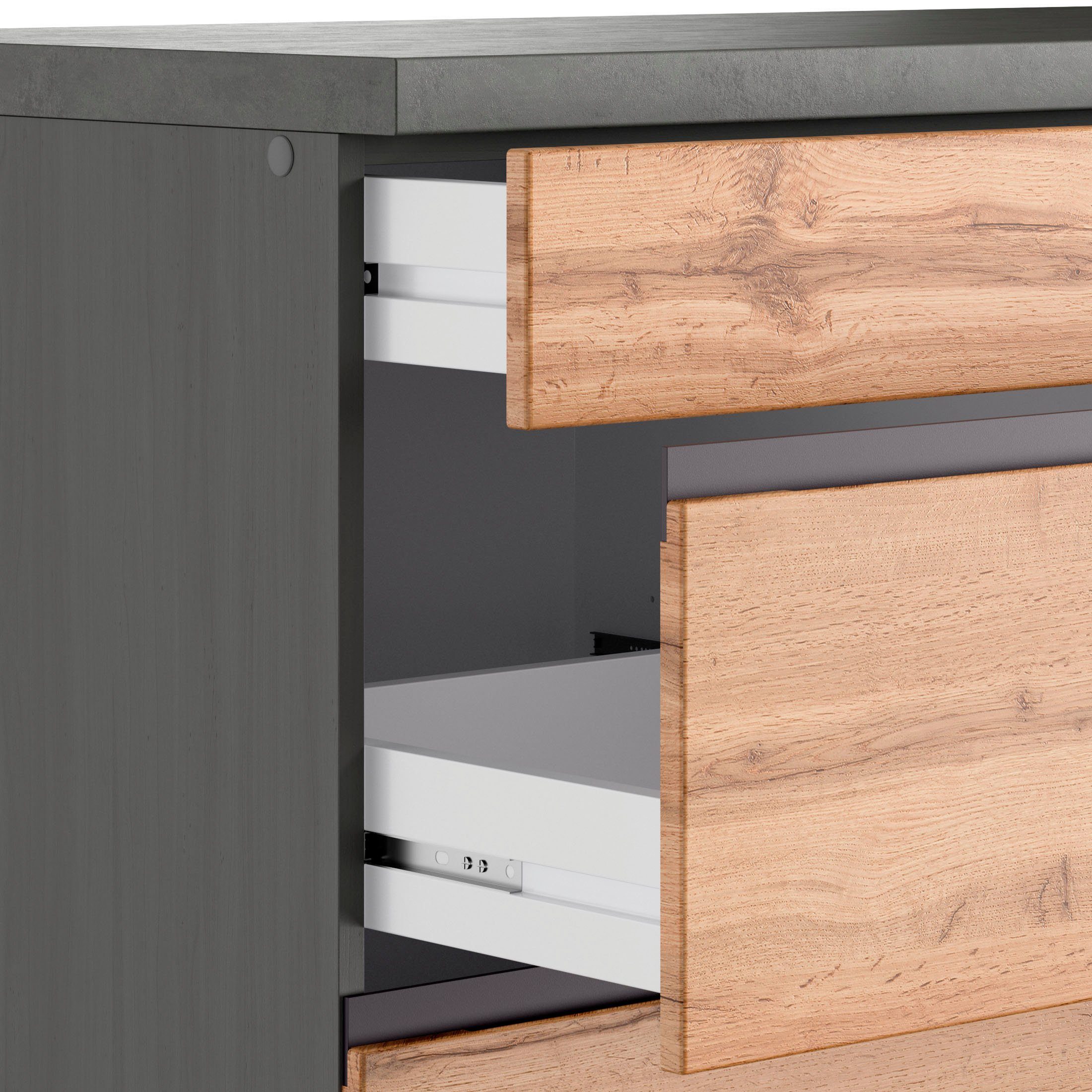 HELD MÖBEL Küche Riesa, Stellbreite 340x150 cm, wahlweise mit oder ohne E-Geräte