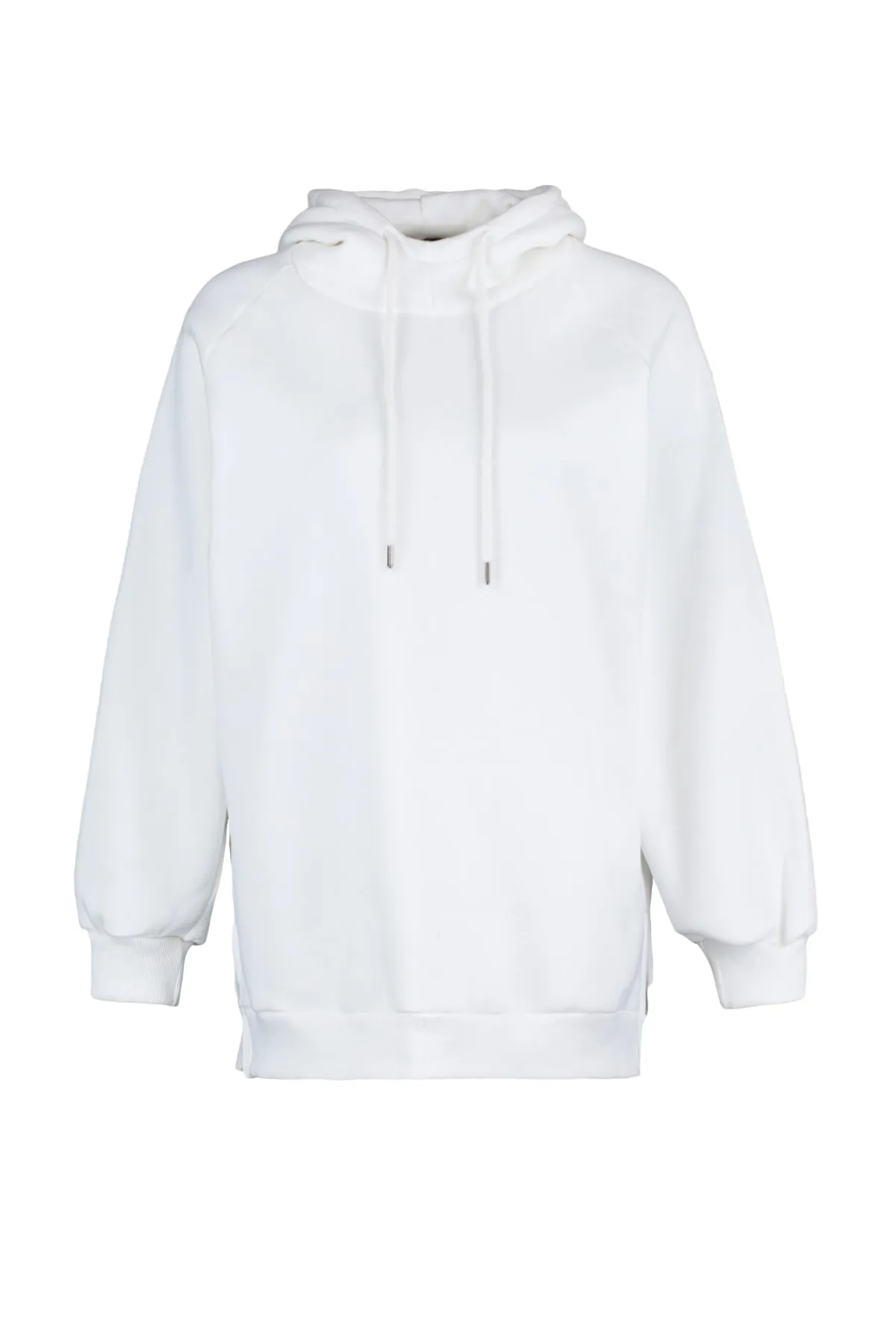 Trendyol Collection  Ecrufarbenes, übergroßes Sweatshirt aus Rippstrick mit Kapuze