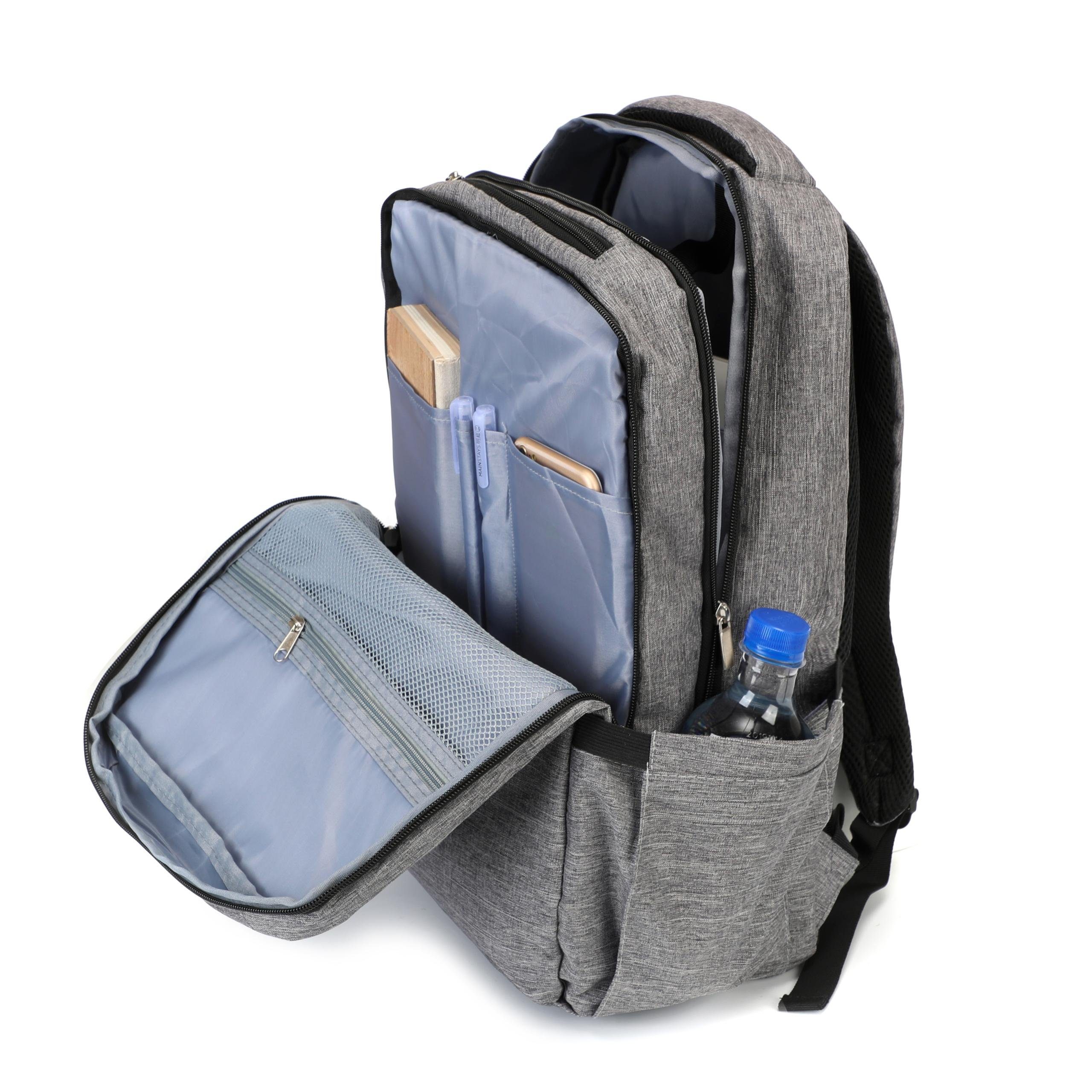 JAN MAX Laptoprucksack Jan Max Laptoprucksack, 15,6 Zoll Notebook Rucksack für Männer und Frauen Schule, Uni und Arbeit, grau