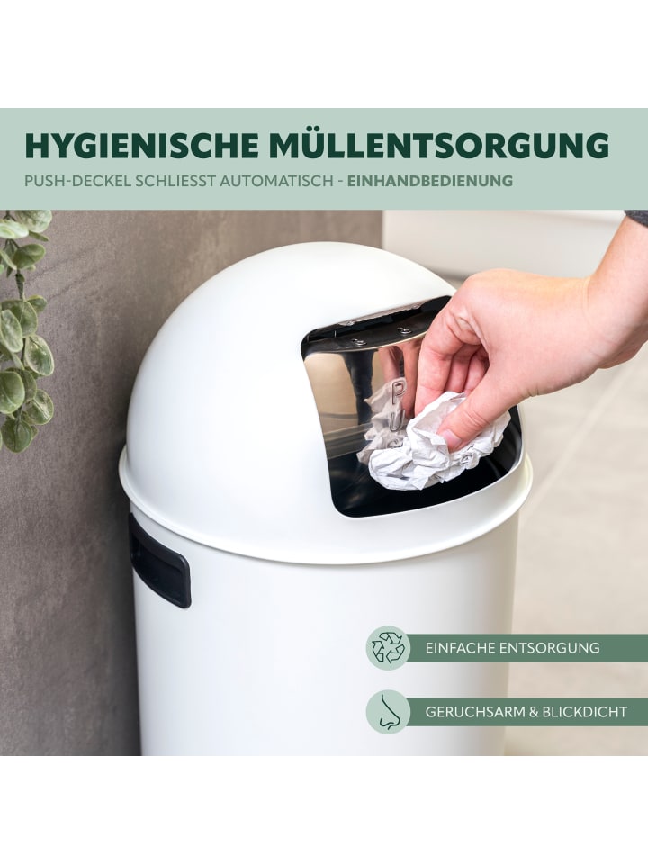 eluno Mülleimer 35 Liter Edelstahl weiß günstig kaufen onesize