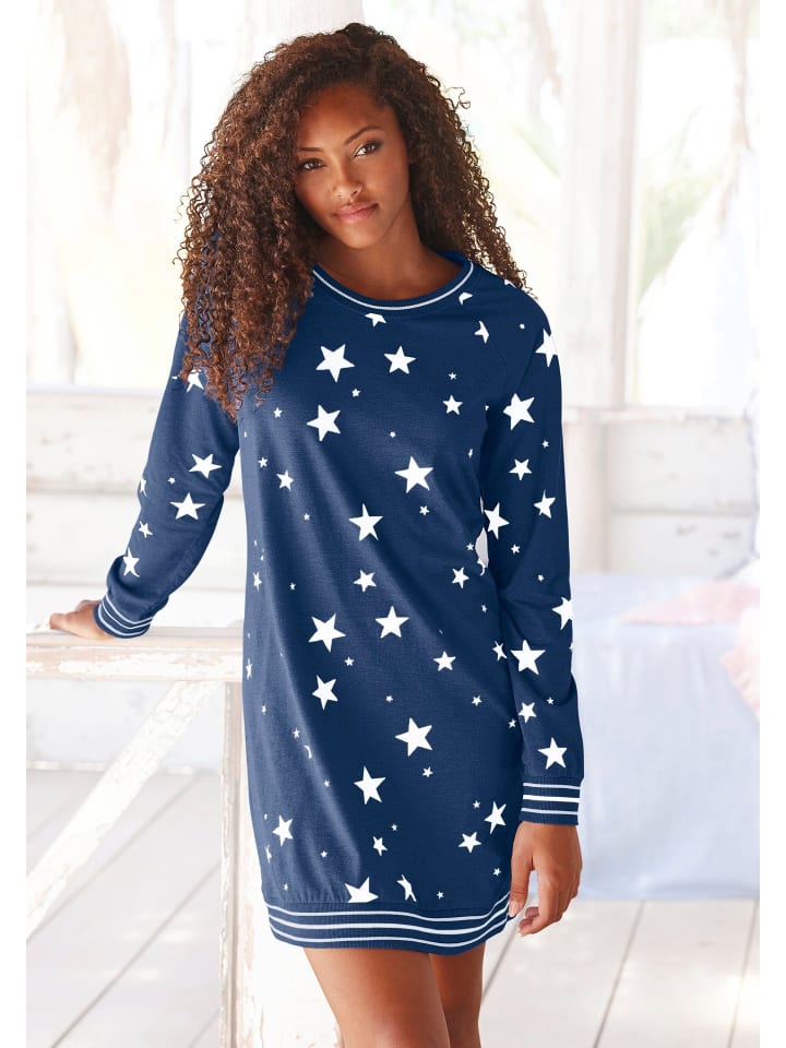 VIVANCE DREAMS Sleepshirt in dunkelblau-gemustert günstig kaufen 32/34