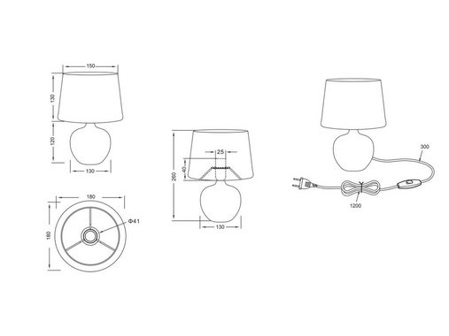 meineWunschleuchte LED Nachttischlampe, Dimmfunktion, LED wechselbar, Warmweiß, kleine Designer Fensterlampe für Fensterbank Lampenschirm Stoff H 26cm