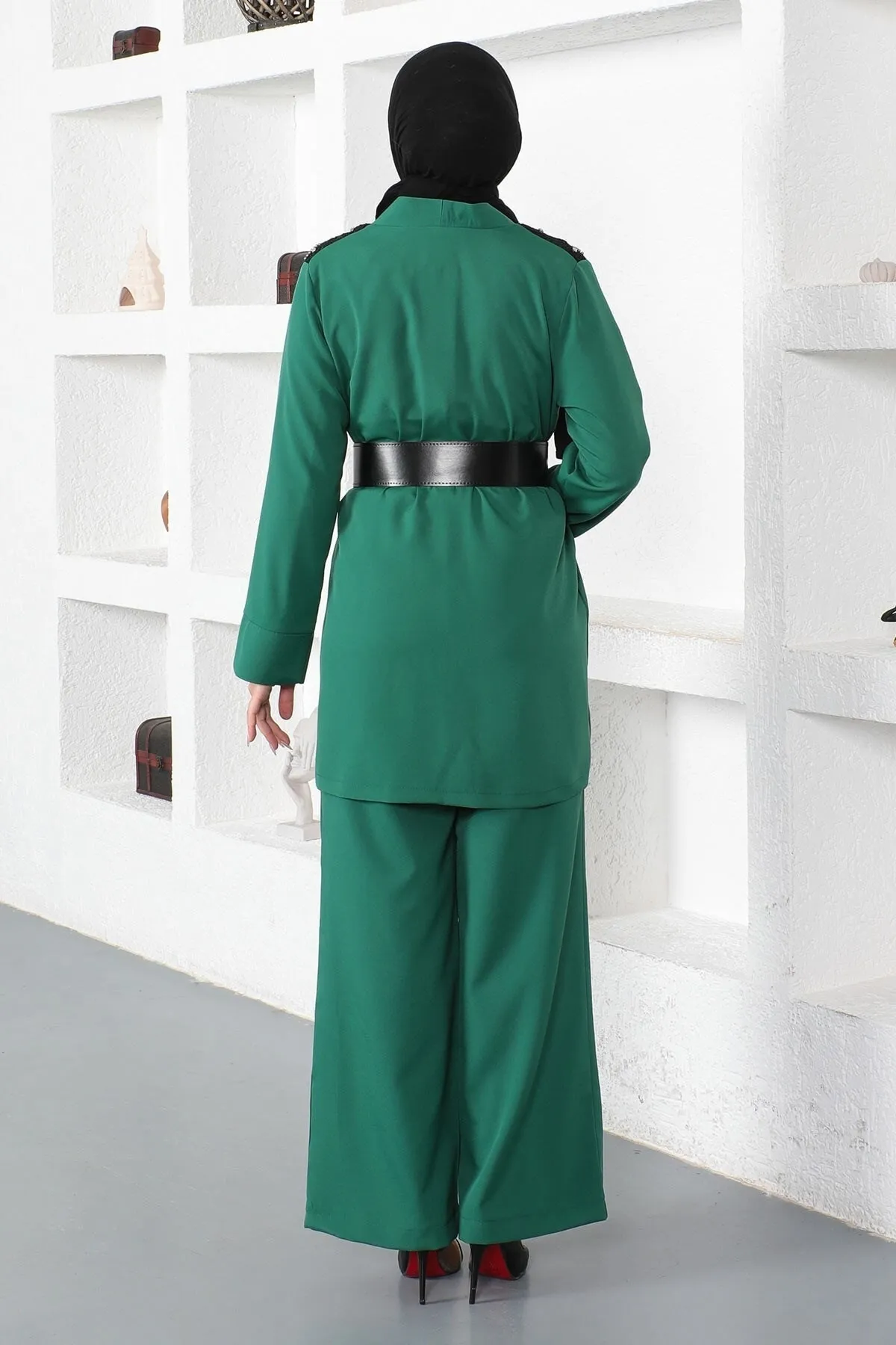 Modamihram  Overall-Set mit Spitzendetail Smaragd 19003