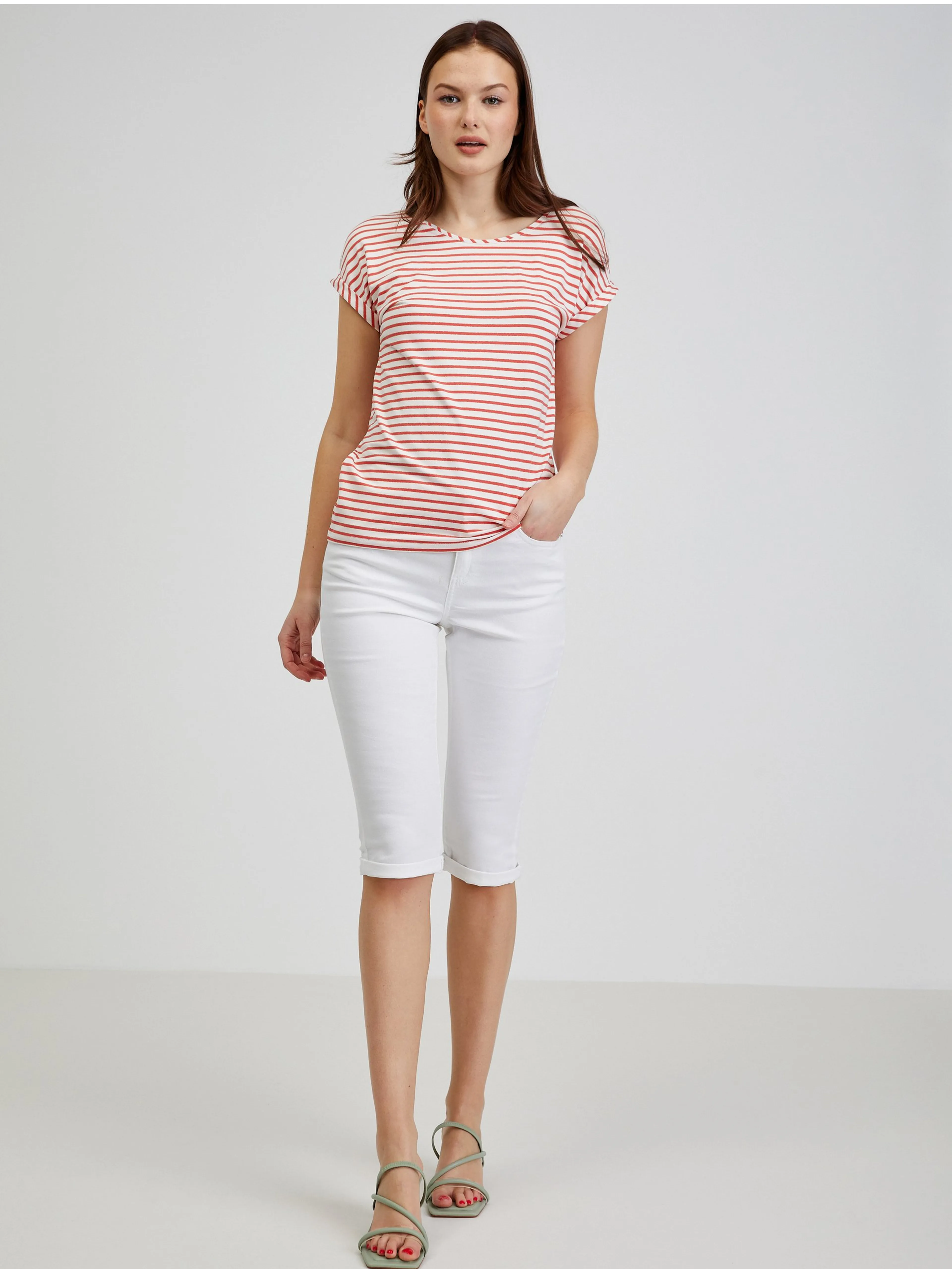 Rot-weiß gestreiftes Damen T-Shirt ORSAY