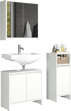 INOSIGN Badmöbel-Set Banta, (3-St), 3 Teile, Breite 107 cm, Tiefe 28 cm, grifflos, weiß, matt