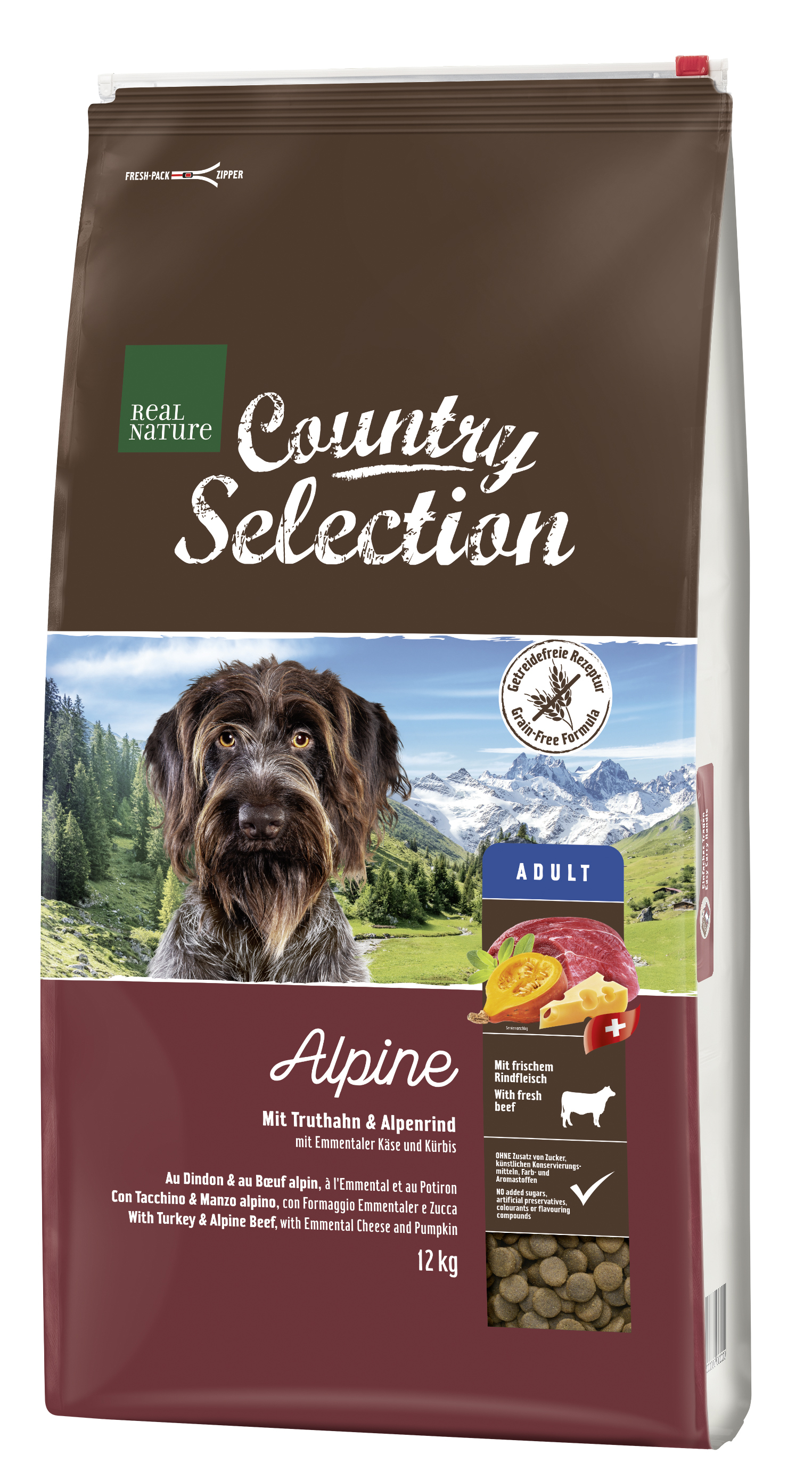 REAL NATURE Hundetrockenfutter REAL NATURE Country Selection Alpine Truthahn & Alpenrind 12 kg