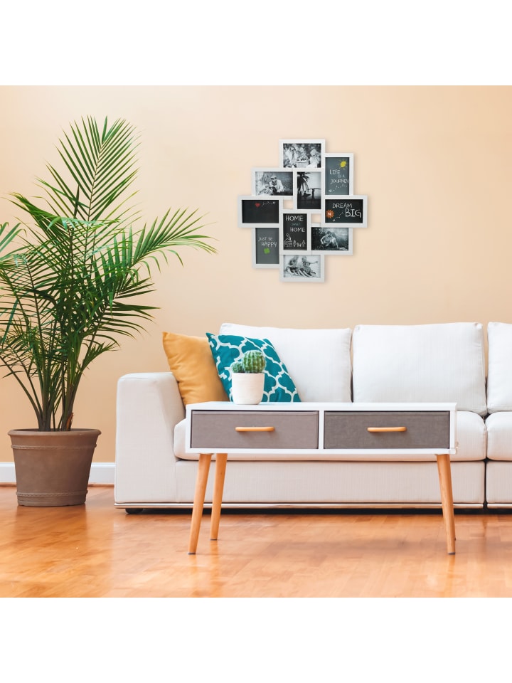 relaxdays Bilderrahmen für 10 Bilder in Weiß - (B)50 x (H)55 cm günstig kaufen onesize
