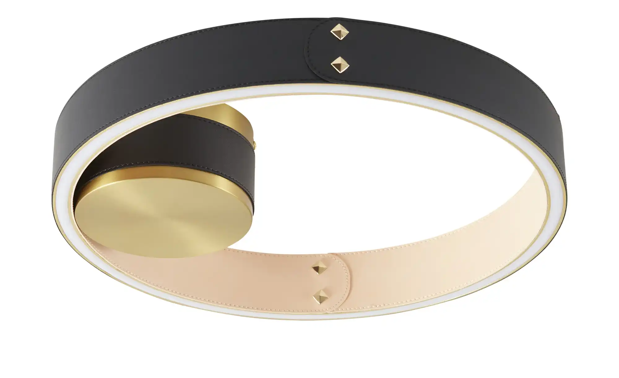 KHG LED-Deckenleuchte, Kunstleder schwarz/goldfarben