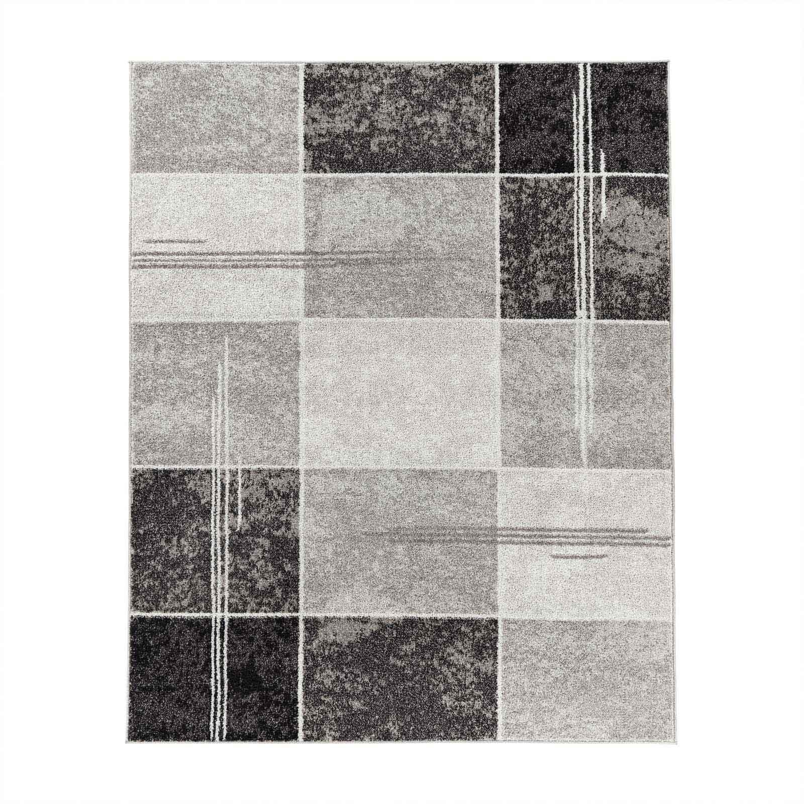 Teppich Moderner Teppich Aragon 57 kariert modern, TaraCarpet, rechteckig, Höhe: 13 mm, kariert modern grau Wohnzimmer Schlafzimmer Esszimmer 080X150 cm