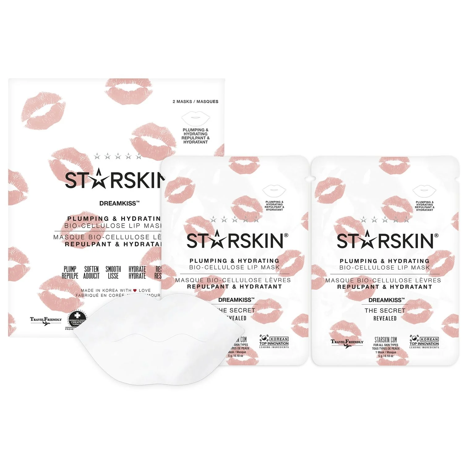 Essentials DREAMKISS™ Biocelulozes lūpu maska, kas piešķir apjomu un mitrina lūpas - Lūpu maska