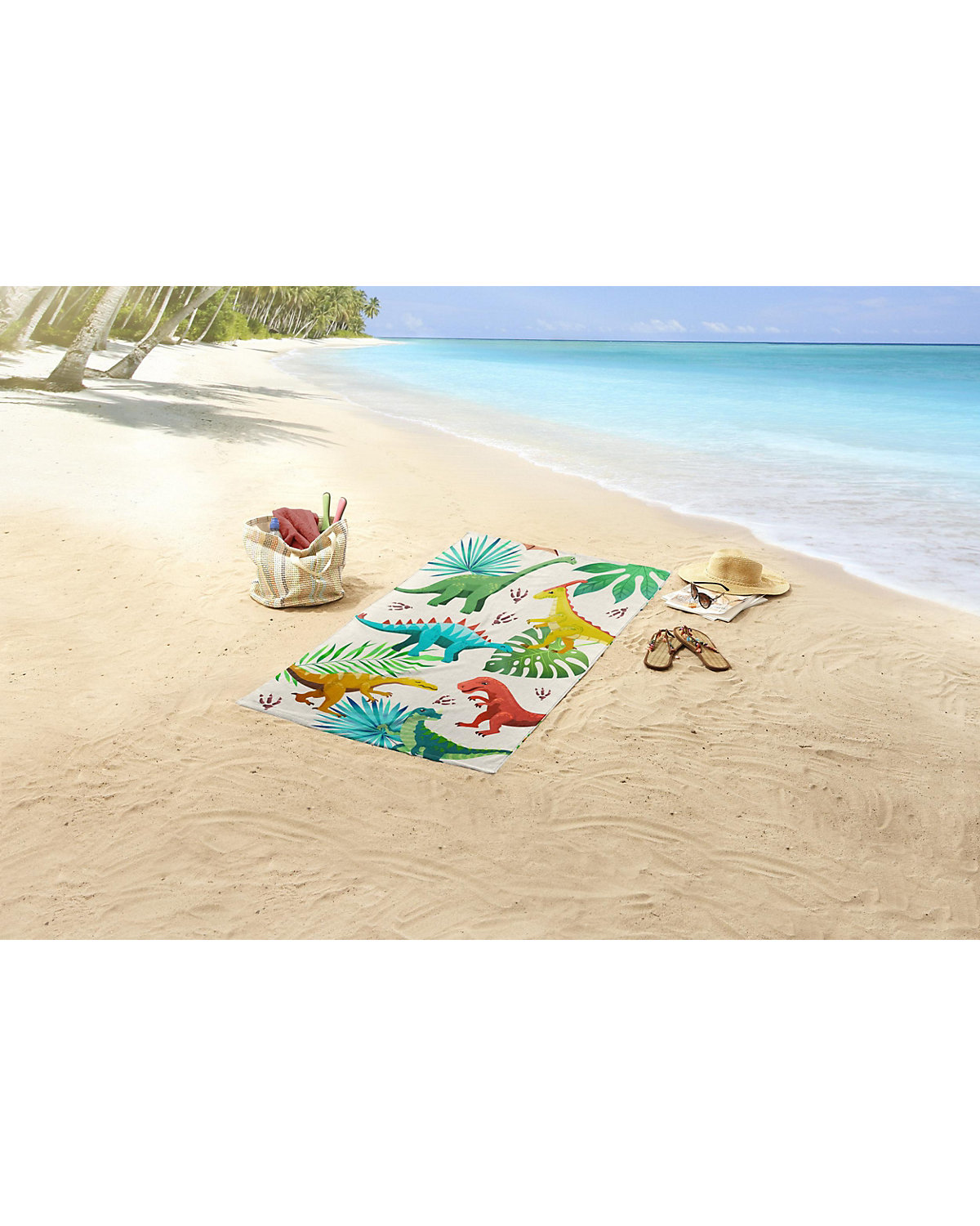 Strand- / Badetuch Dinos, 75X150 cm, Polyvelours/Frottier