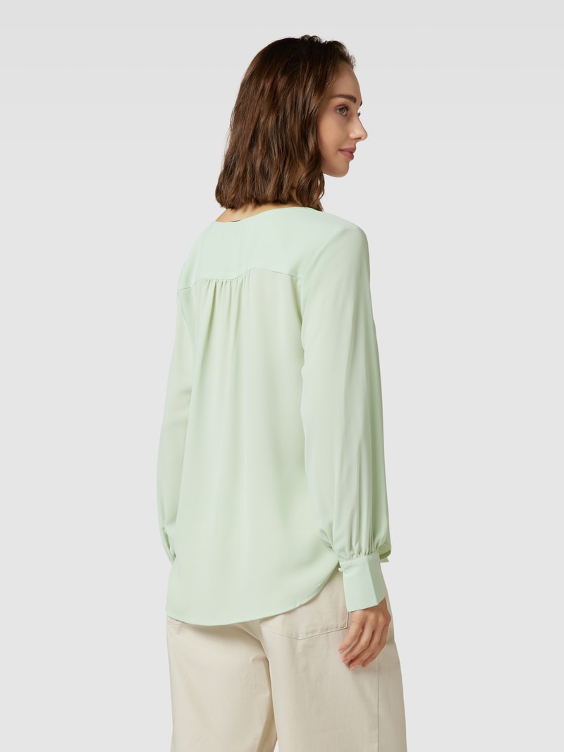 Blusenshirt mit V-Ausschnitt und Teilungsnaht in hellgrün