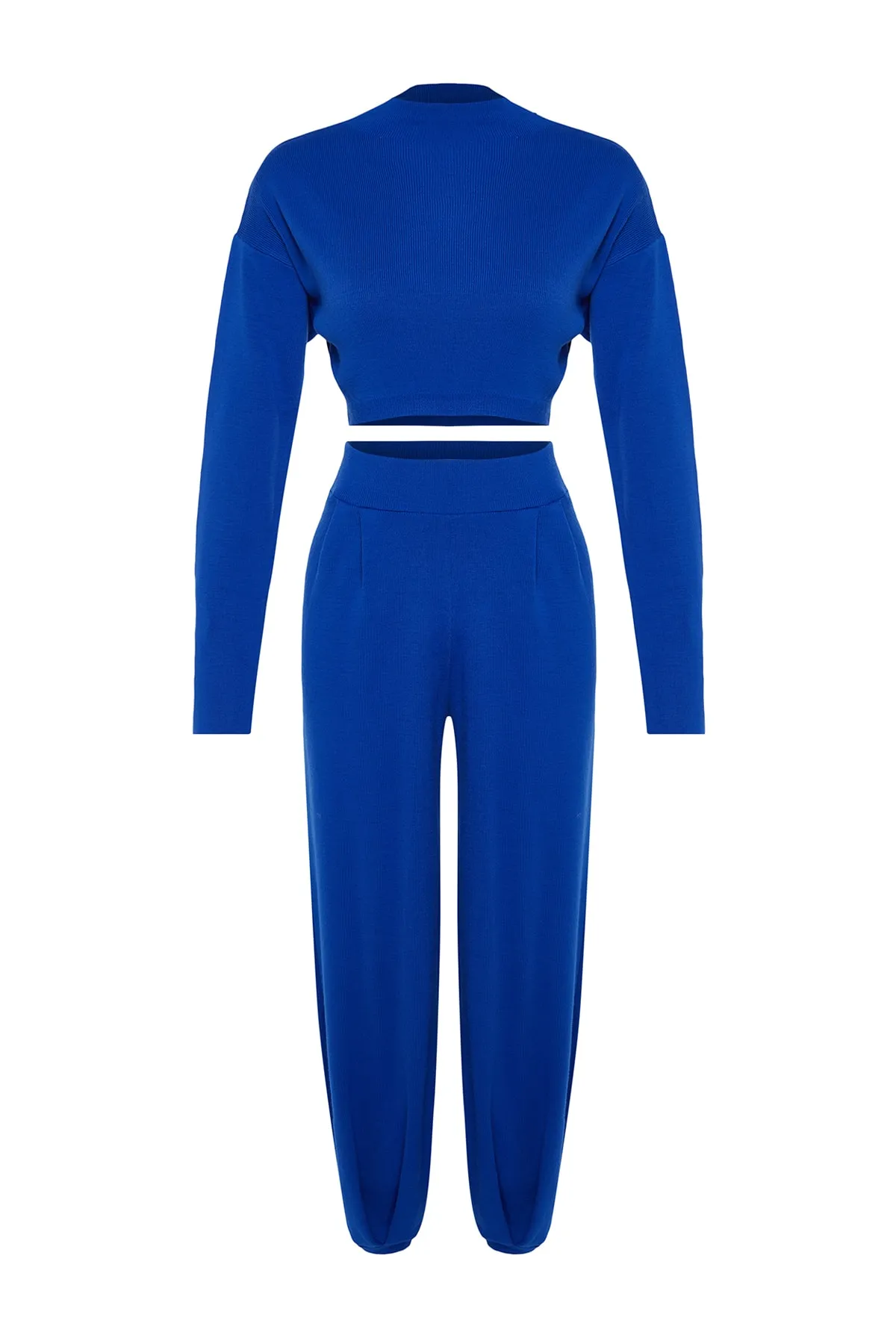 Trendyol Collection  Saks Super Crop Basic Strickoberteil und -unterteil im Set mit Stehkragen TWOAW24AU00007