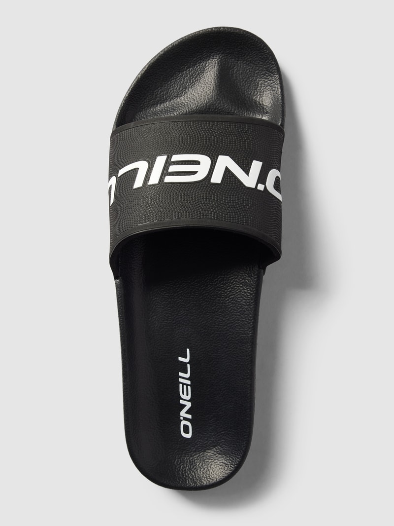 Slides mit Label-Applikation in schwarz