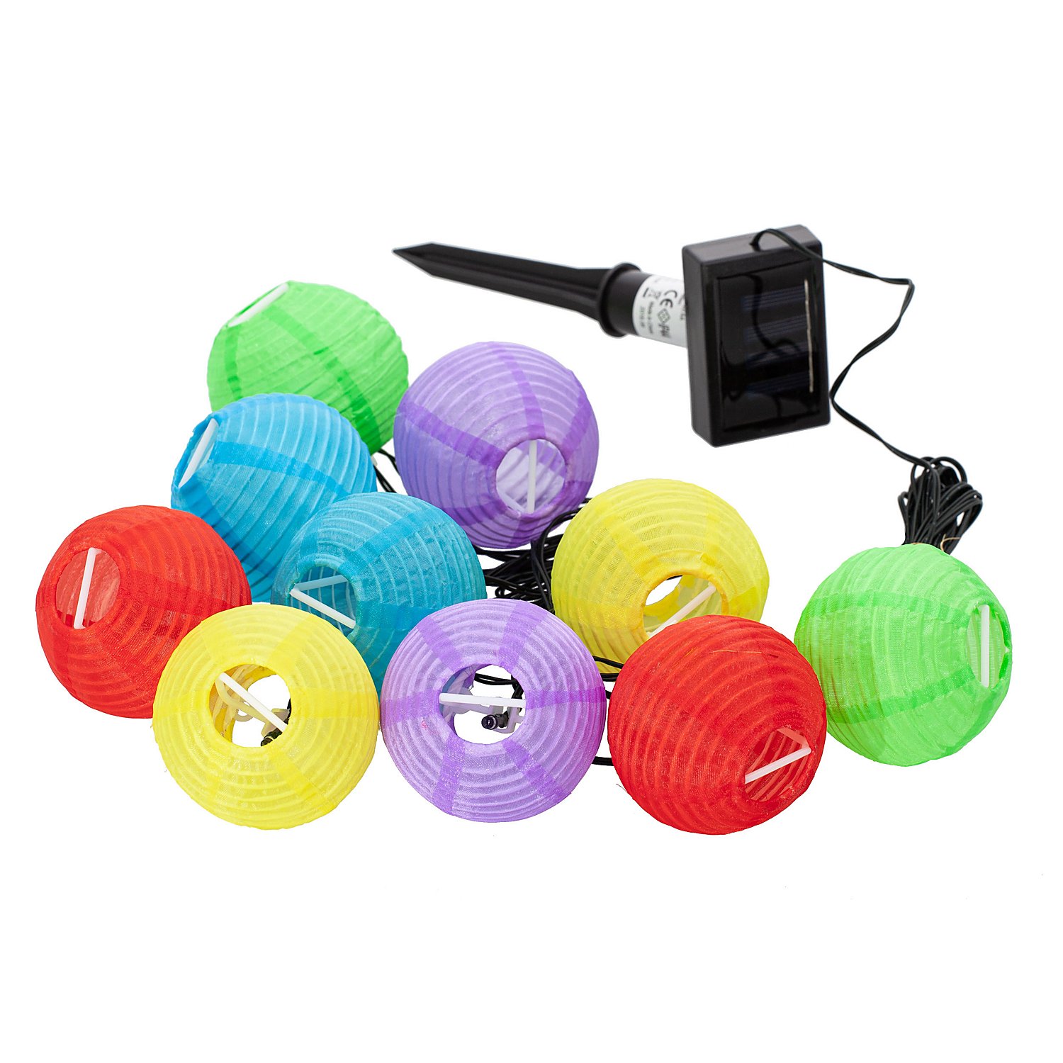 Solar LED Lampion-Lichterkette, bunt