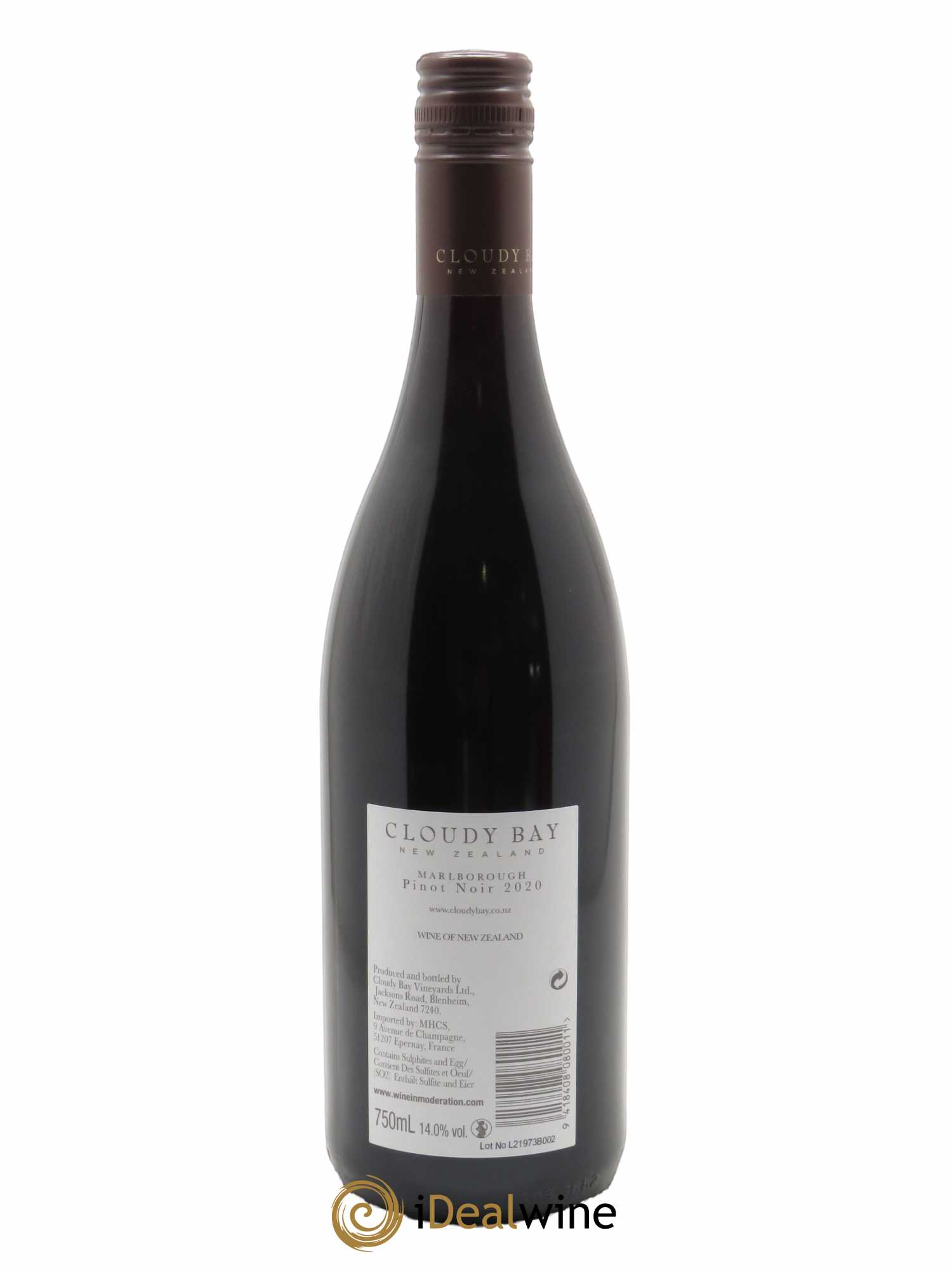 Central Otago Cloudy Bay Pinot Noir  2020 - Lot de 1 Bouteille