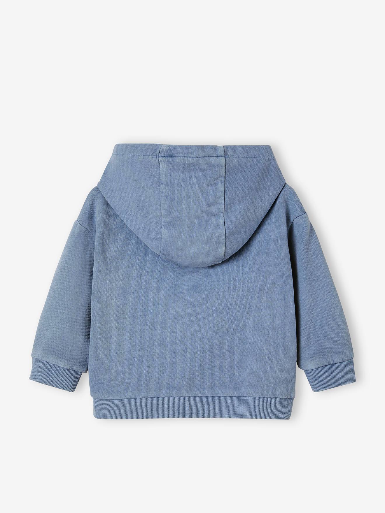 Sweat à capuche zippé bébé en molleton léger bleu ciel