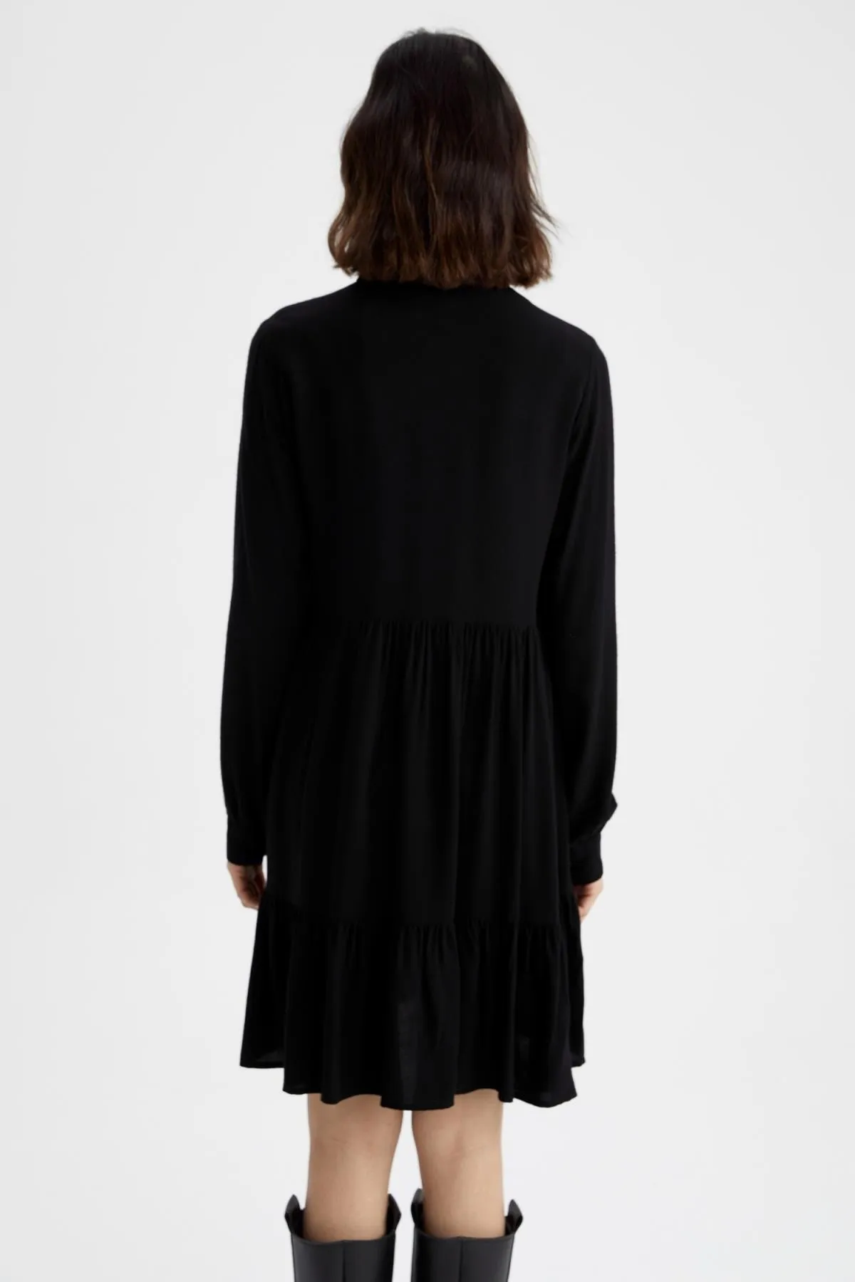 DeFacto  Mini-Langarmkleid mit Hemdkragen
