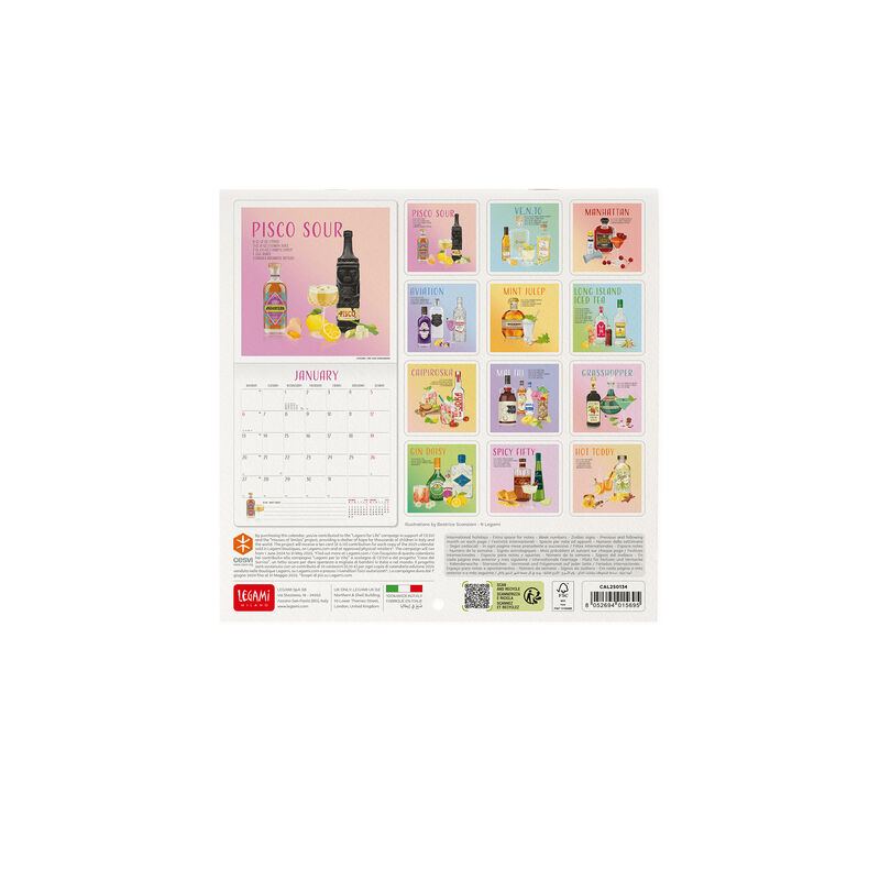 Calendario de pared 2025 - 18 x 18 cm