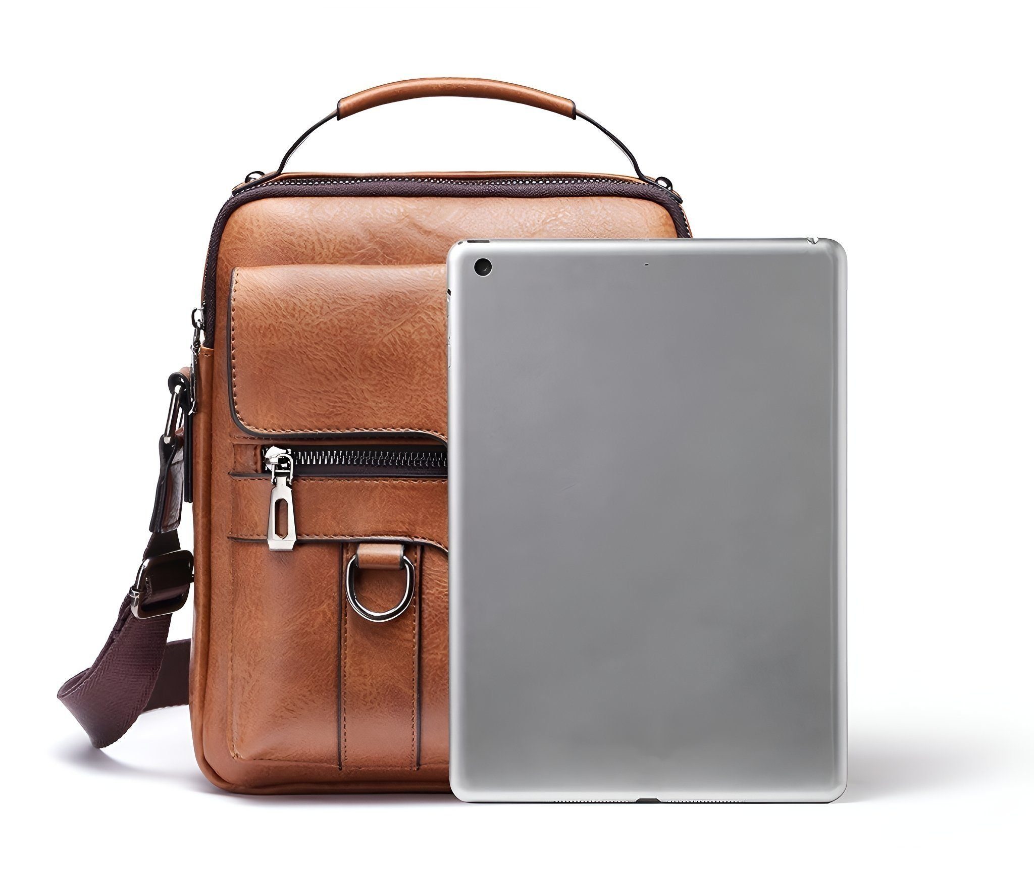 Suzakuin Umhängetasche KunstlederLeder-Schultertasche Herren -geräumig und strapazierfähig