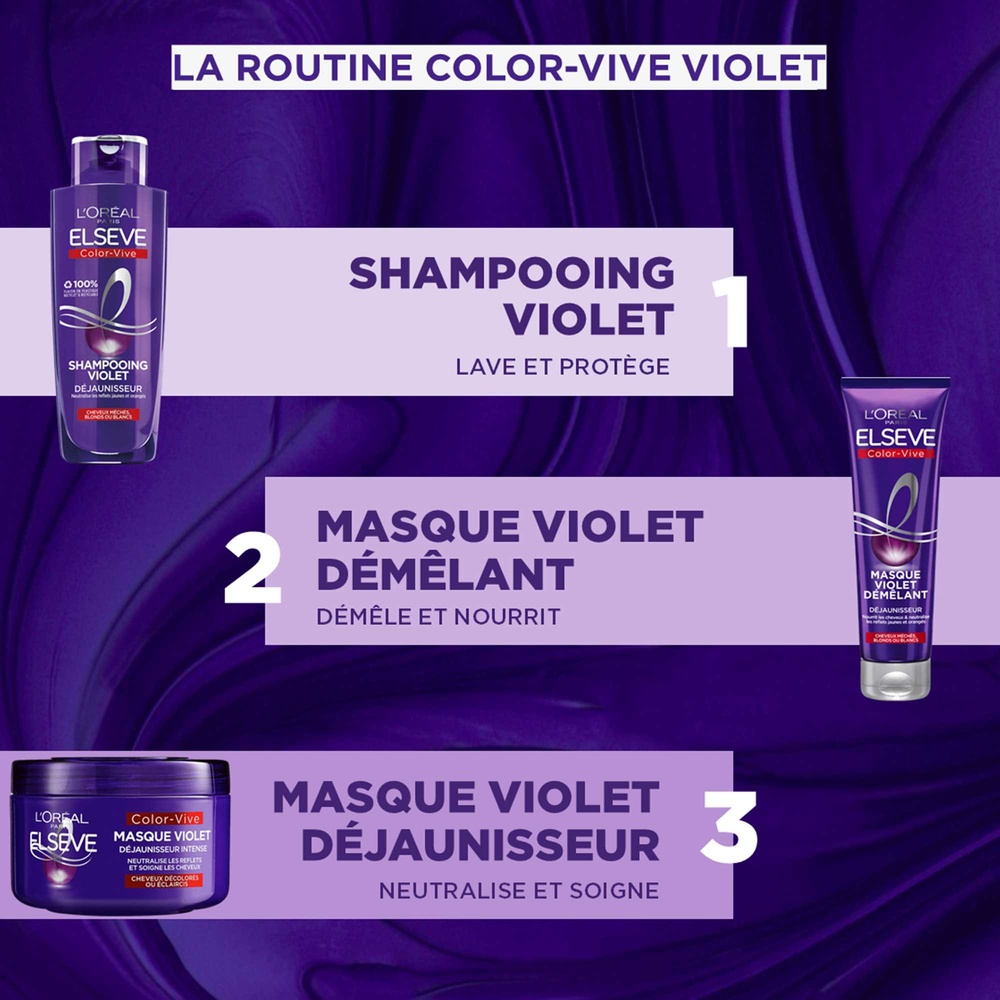 L'Oréal Paris Elseve Color-Vive Masque violet démêlant déjaunisseur enrichi en pigments violets