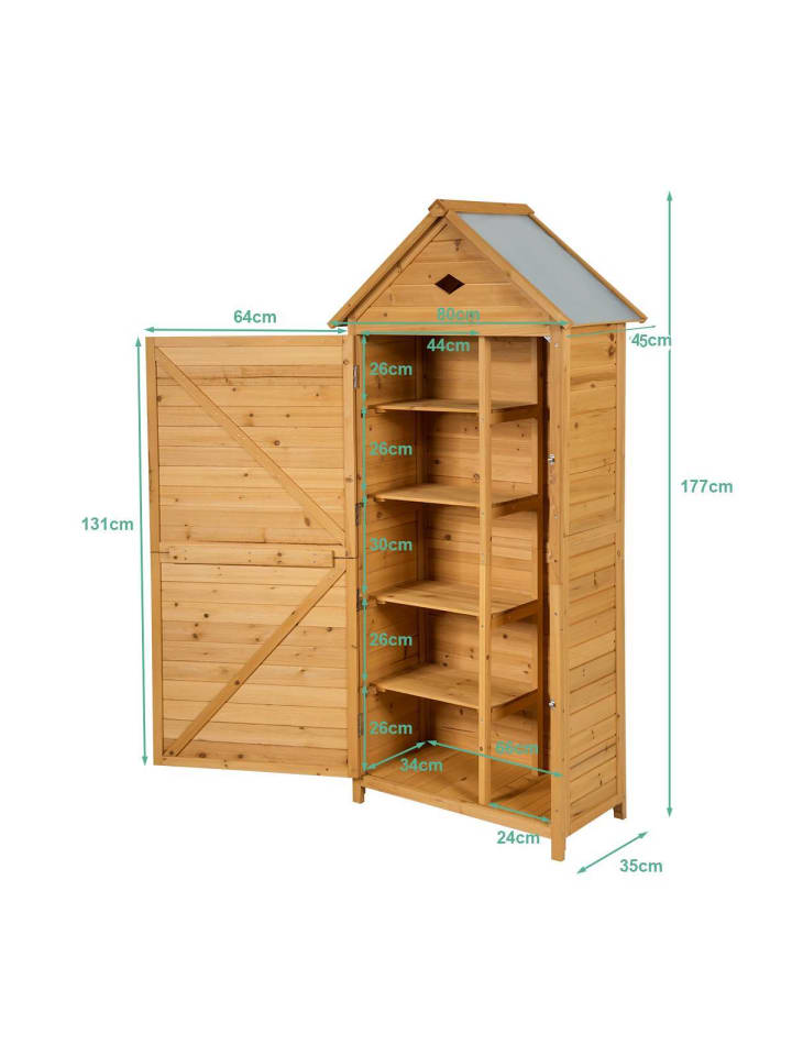 COSTWAY Gartenschrank 177cm in Hellbraun günstig kaufen onesize