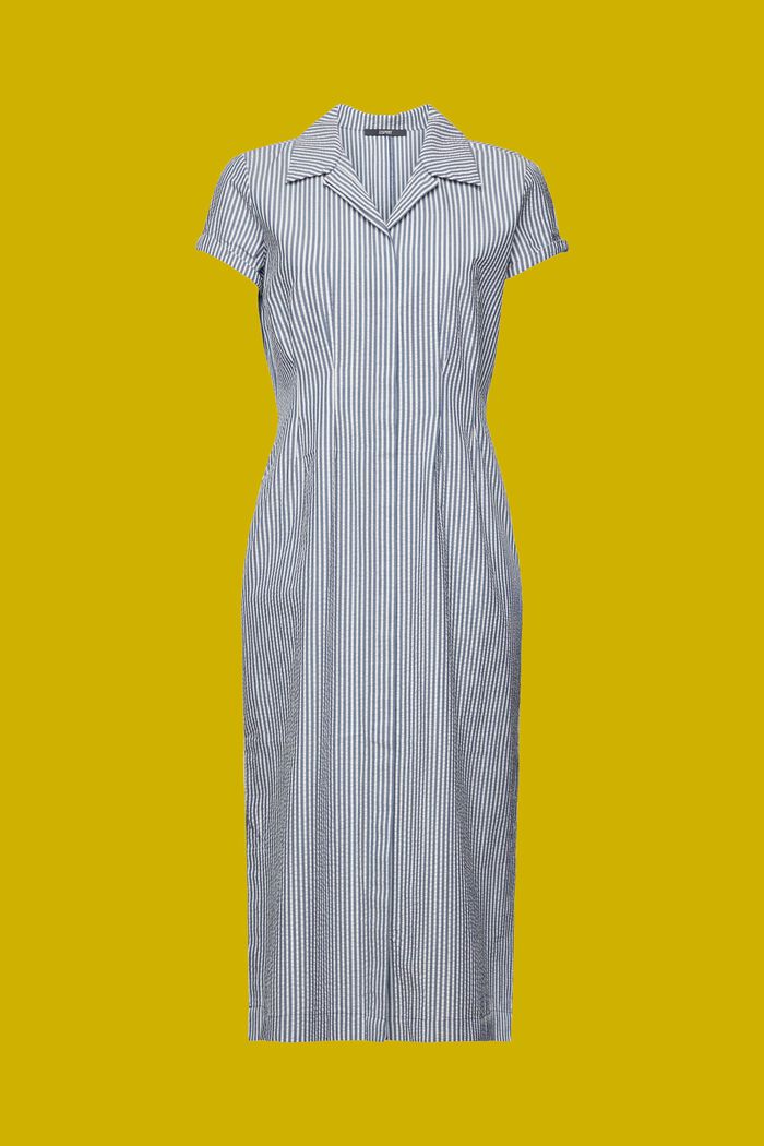 Seersucker-Hemdblusenkleid, 100 % Baumwolle