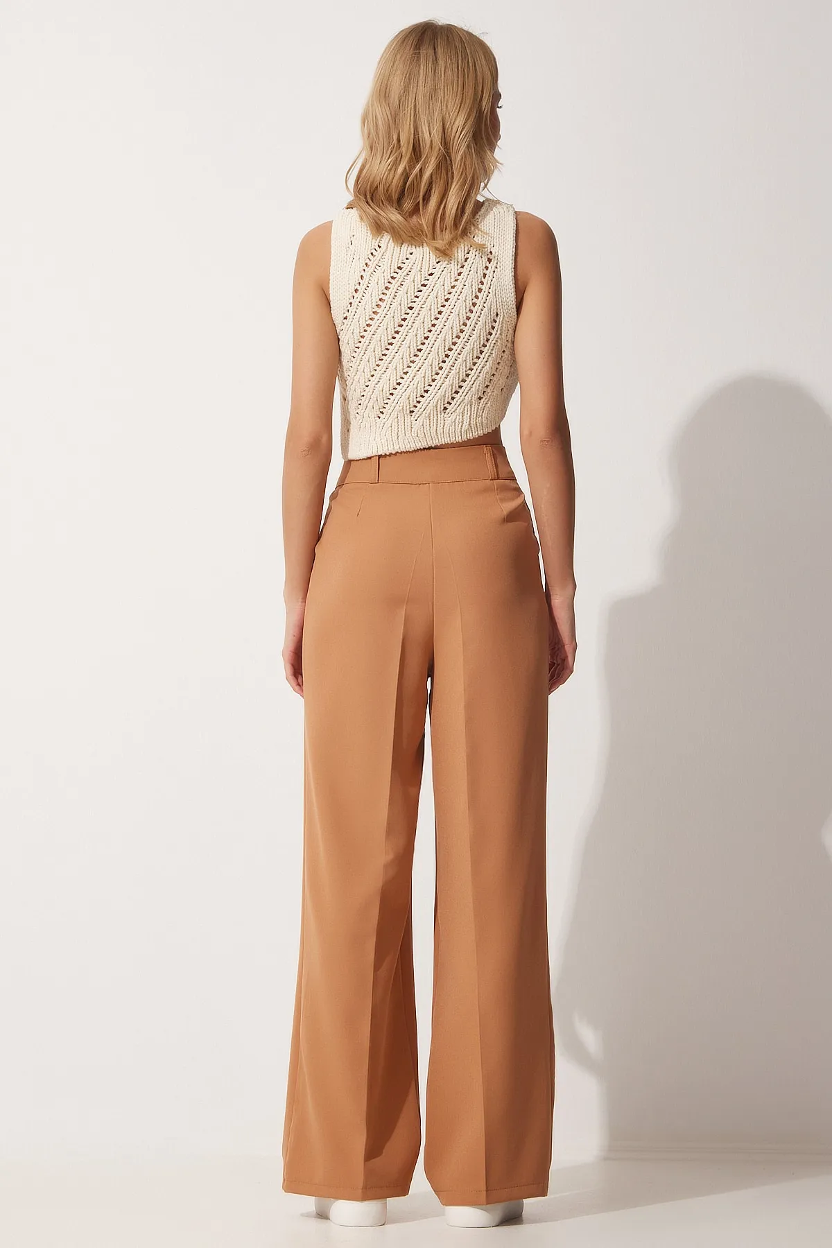 Happiness İstanbul  Biscuit Wide Leg Maskuline Webhose für Damen HG00001