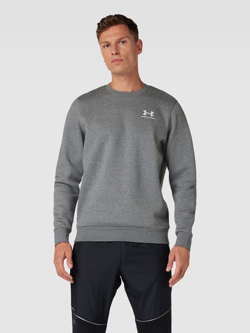 Sweatshirt mit Label-Print Modell 'Essential' in mittelgrau