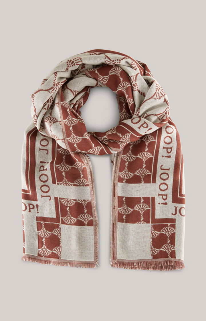 Jacquard-Schal in Kupferbraun/Beige