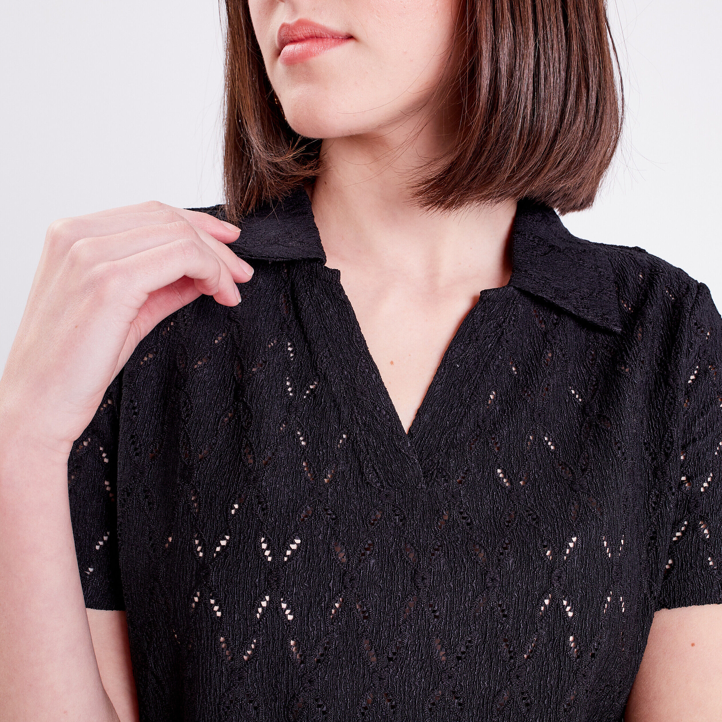 Polo manches courtes noir femme | Cache Cache