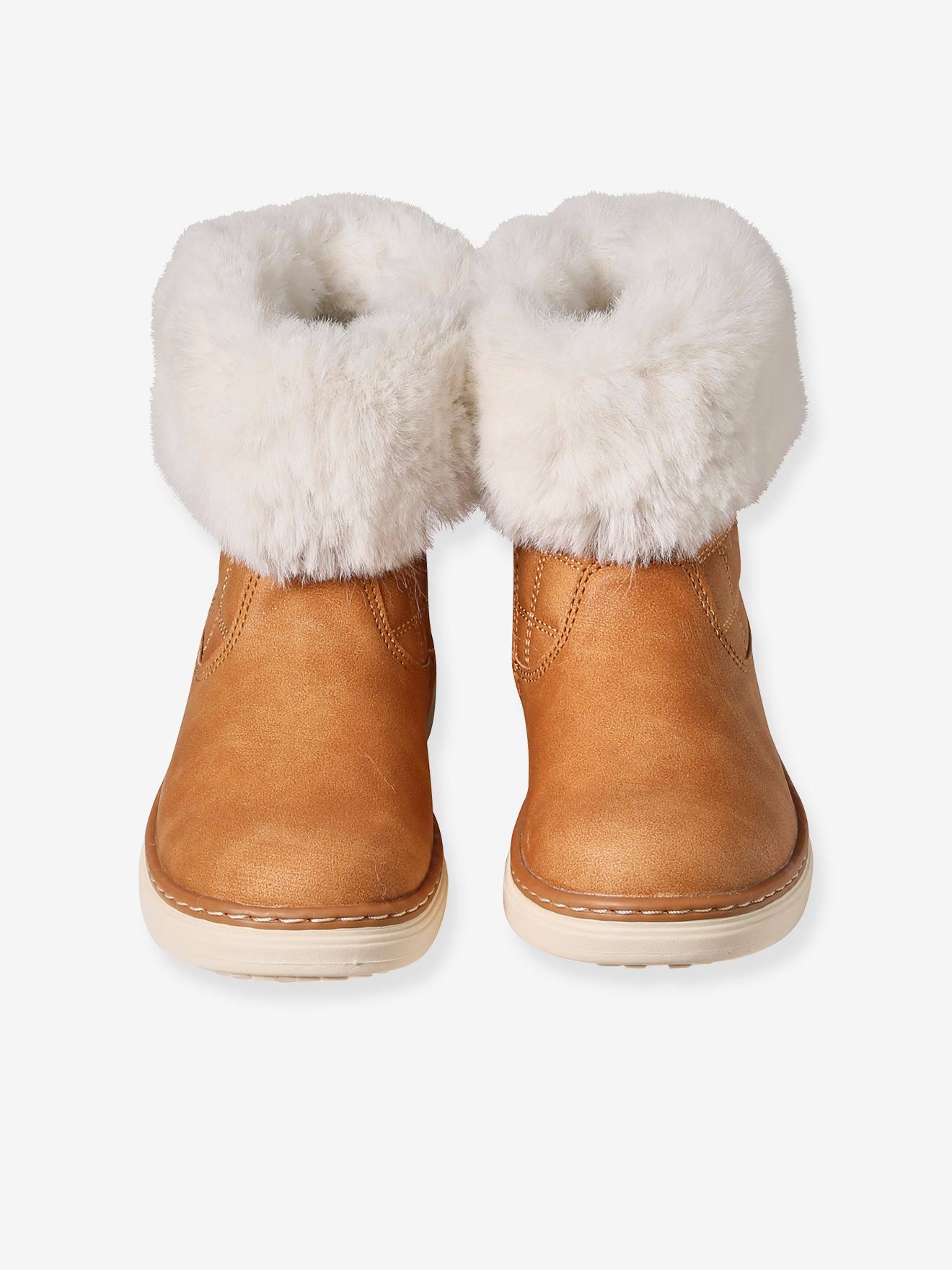 Boots zippées fourrées fille collection maternelle camel