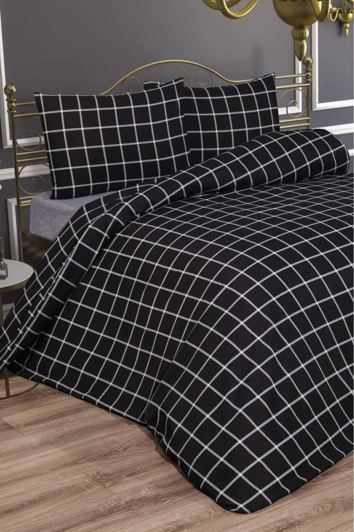 Çeyiz Diyarı  Debora Bettwäscheset für Doppelbett, Schwarz
