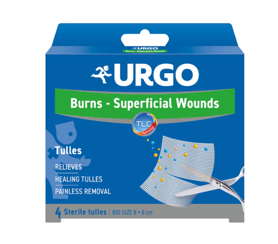 Urgo, Queimaduras e feridas superficiais, Tela, 8x8cm