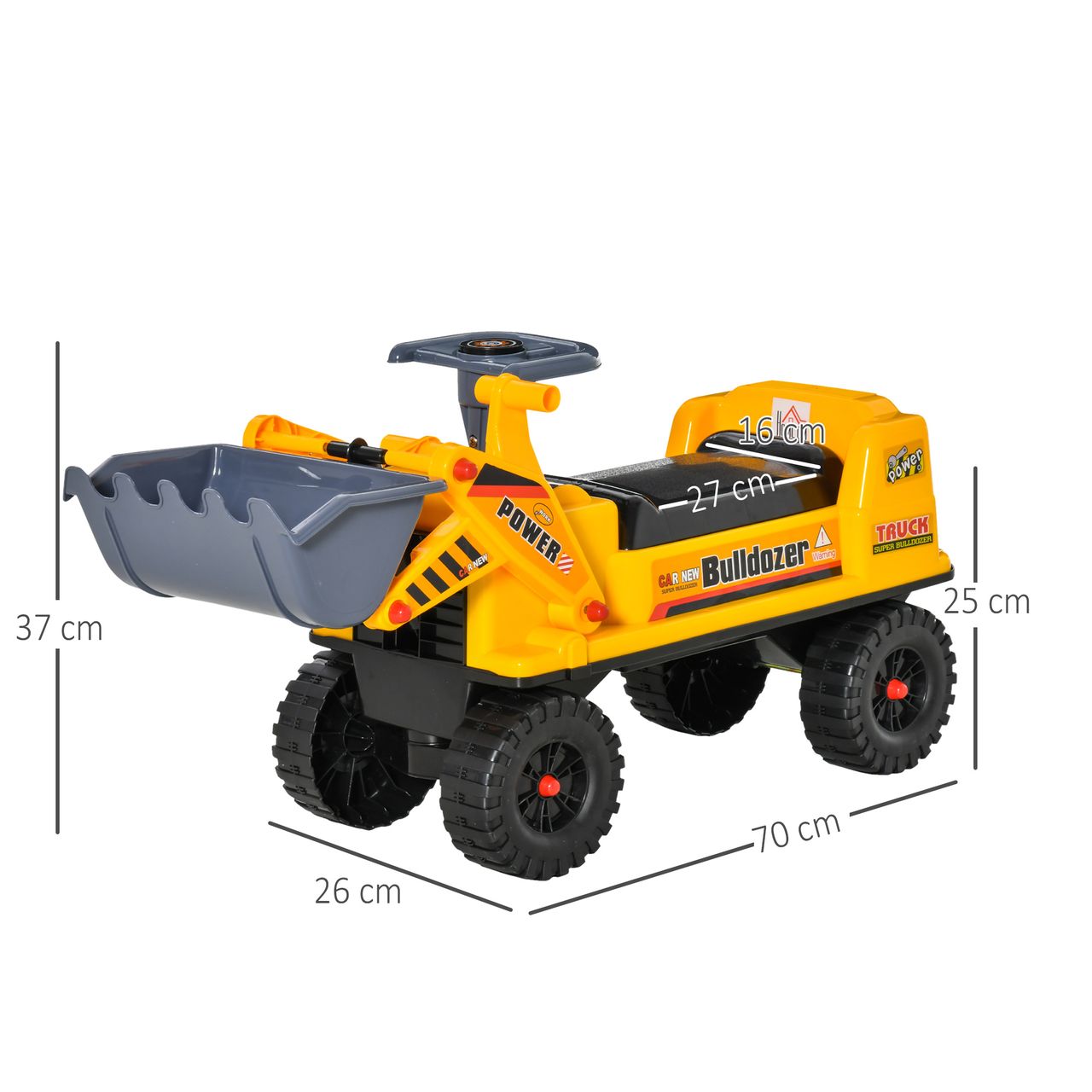 HOMCOM Sitzbagger für Kinder Kinderbagger Rutsch Auto für Kinder 2-3 Jahre